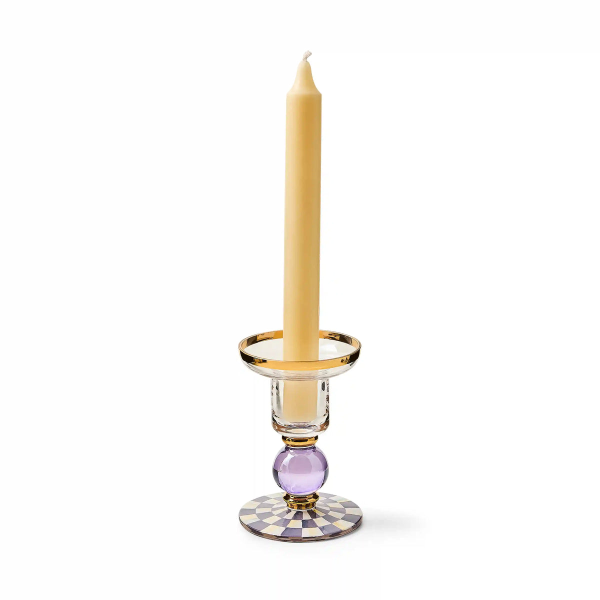 Rosy Check Large Glass Candlestick