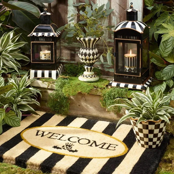 Courtly Stripe Large Candle Lantern