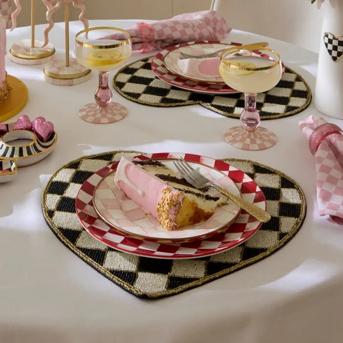 Cherry Check Dinner Plates, Set of 4