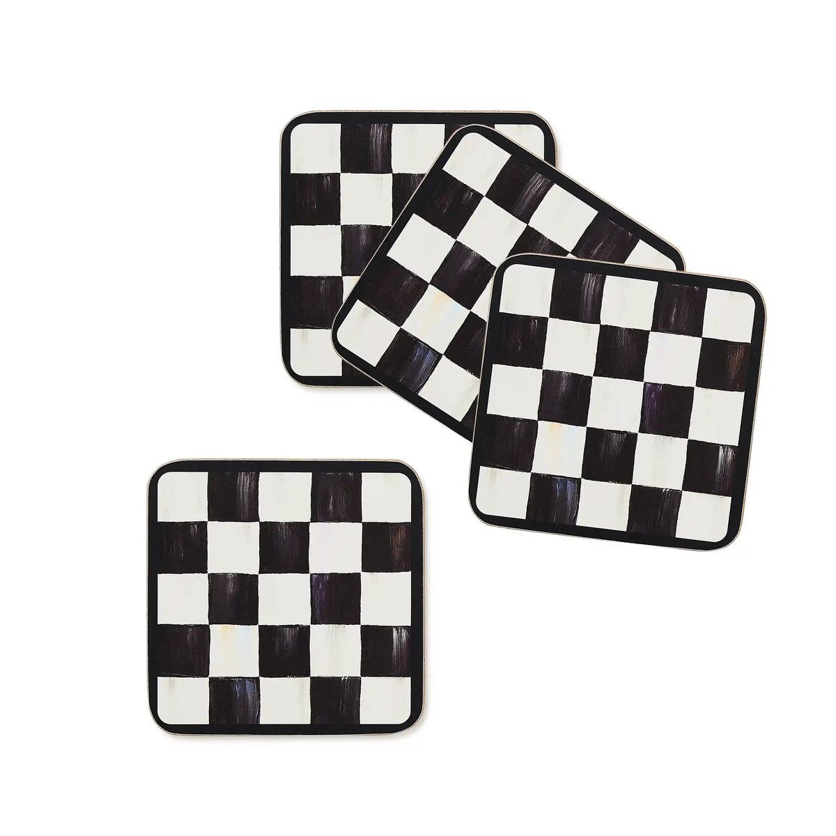 Sterling Check Cork Back Coasters, Set of 4