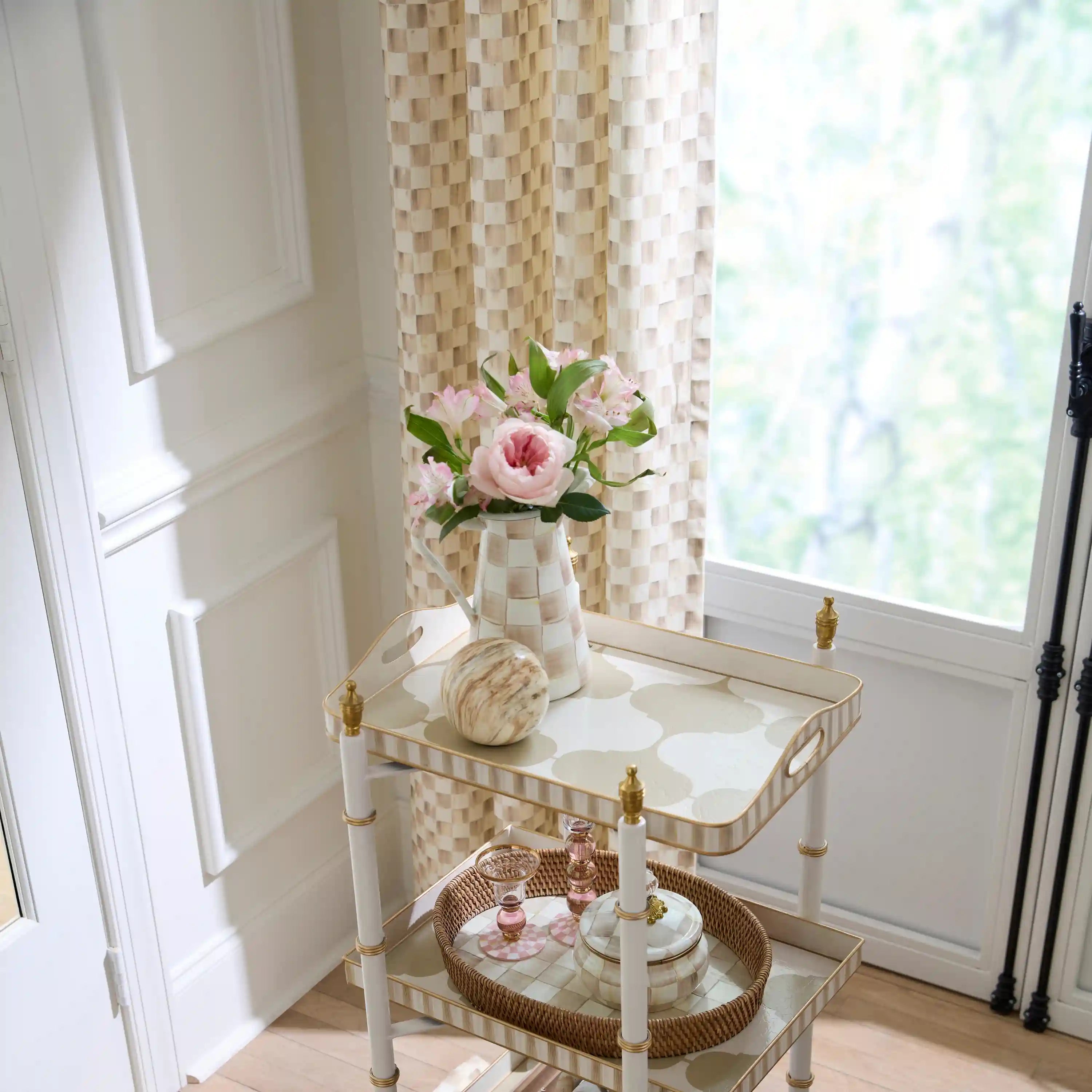 Mocha Check 84" Grommet Curtain Panel