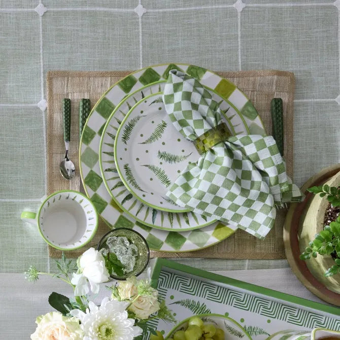 Green Check Napkin Rings, Set of 4