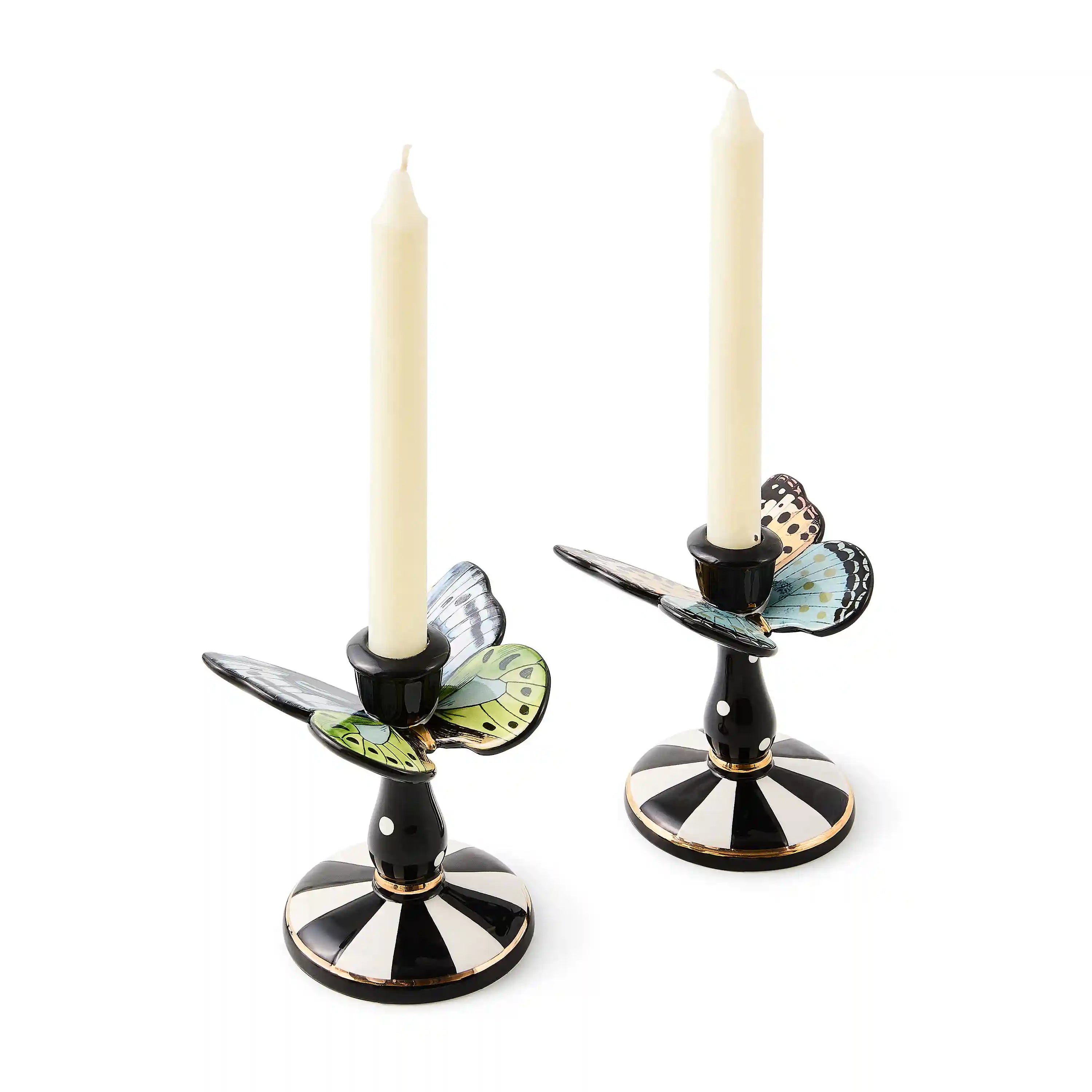 Courtly Check Butterfly Candle Holders, Set of 2