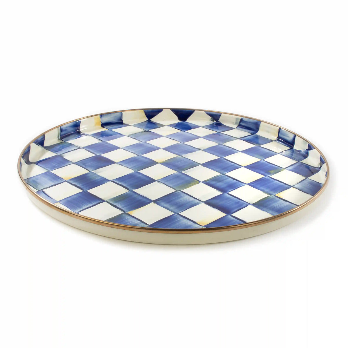 Violet Check Round Tray