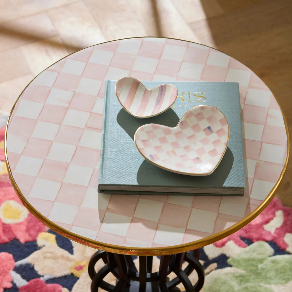 Rosy Check Pedestal Accent Table
