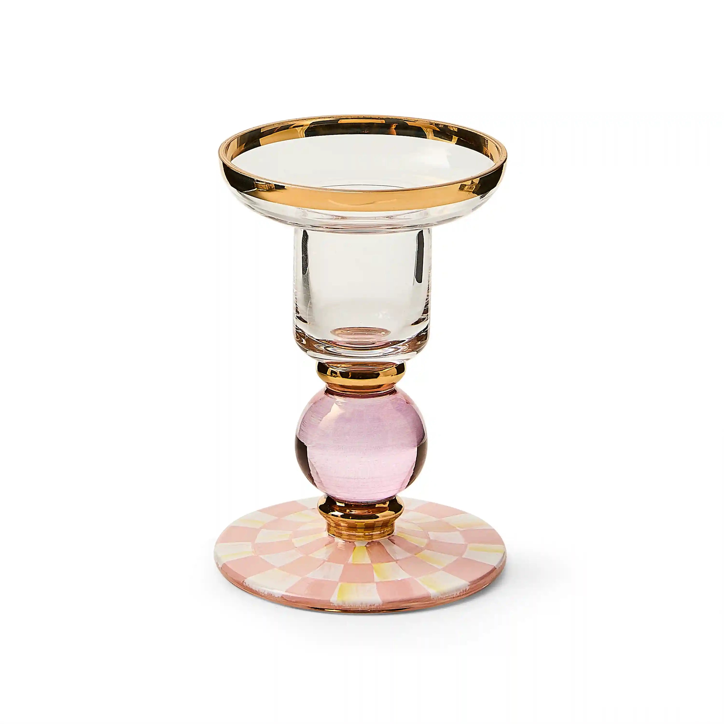 Sterling Check Small Glass Candlestick