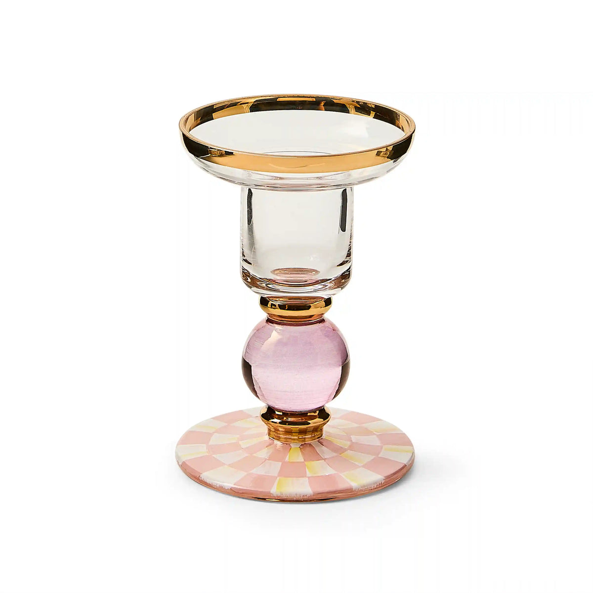 Sterling Check Large Glass Candlestick