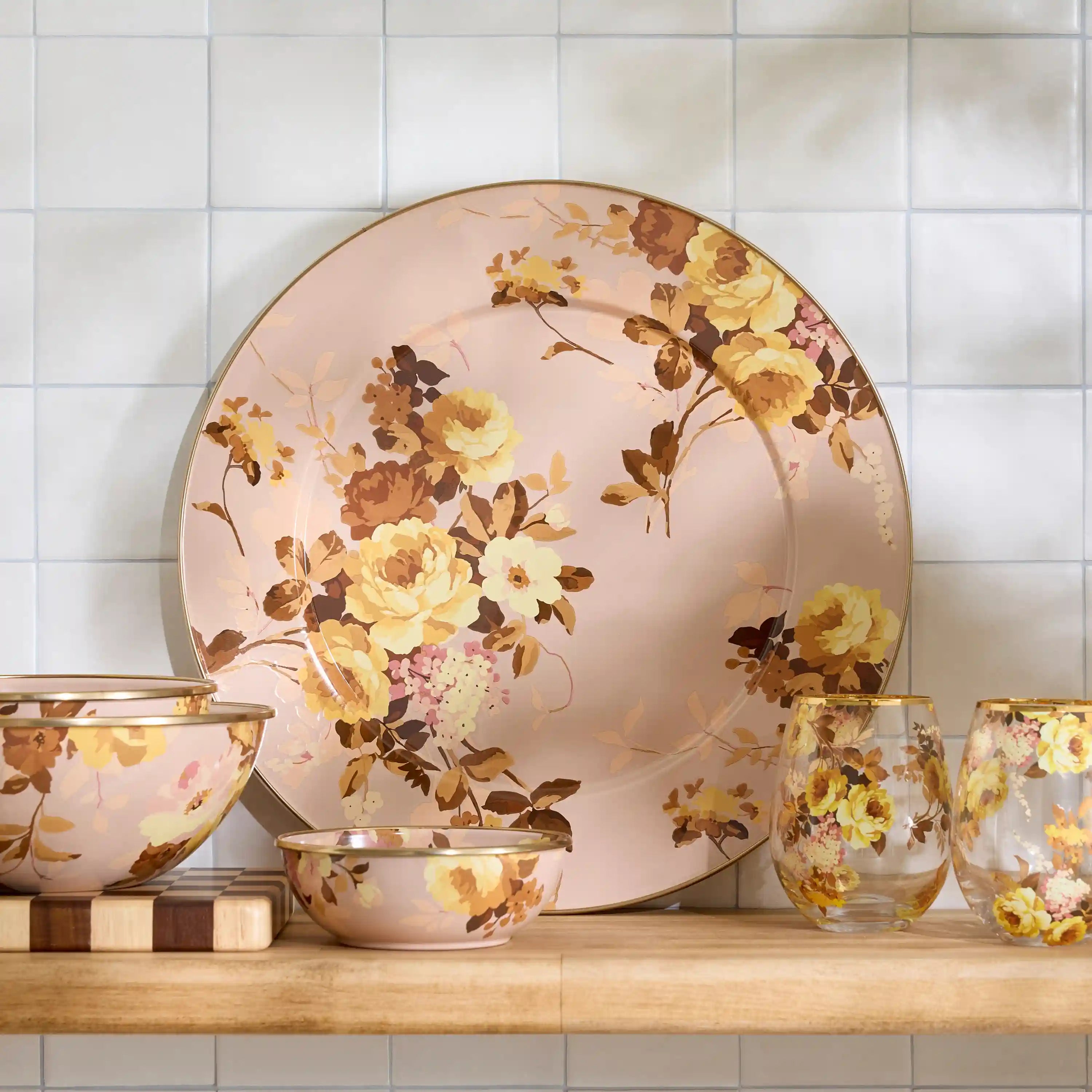 Wild Rose Brown Serving Platter
