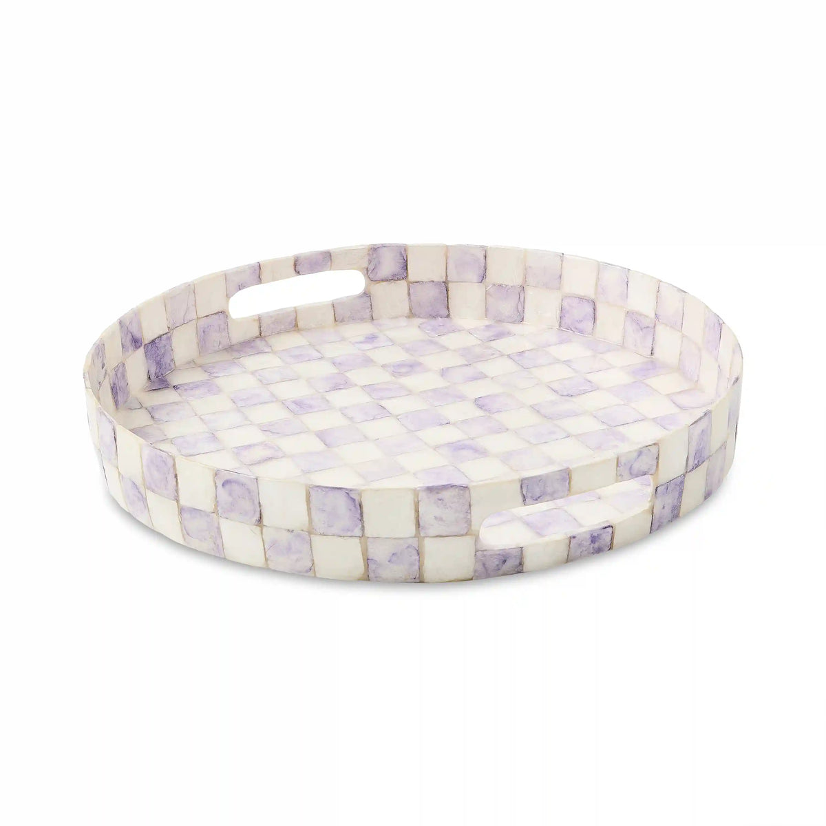 Courtly Check Capiz Round Tray
