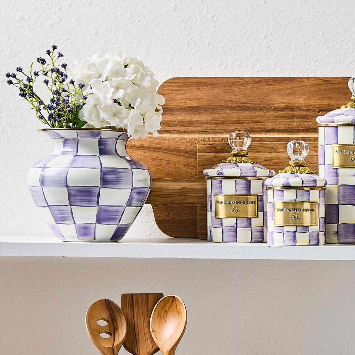 Sterling Check Enamel Large Vase