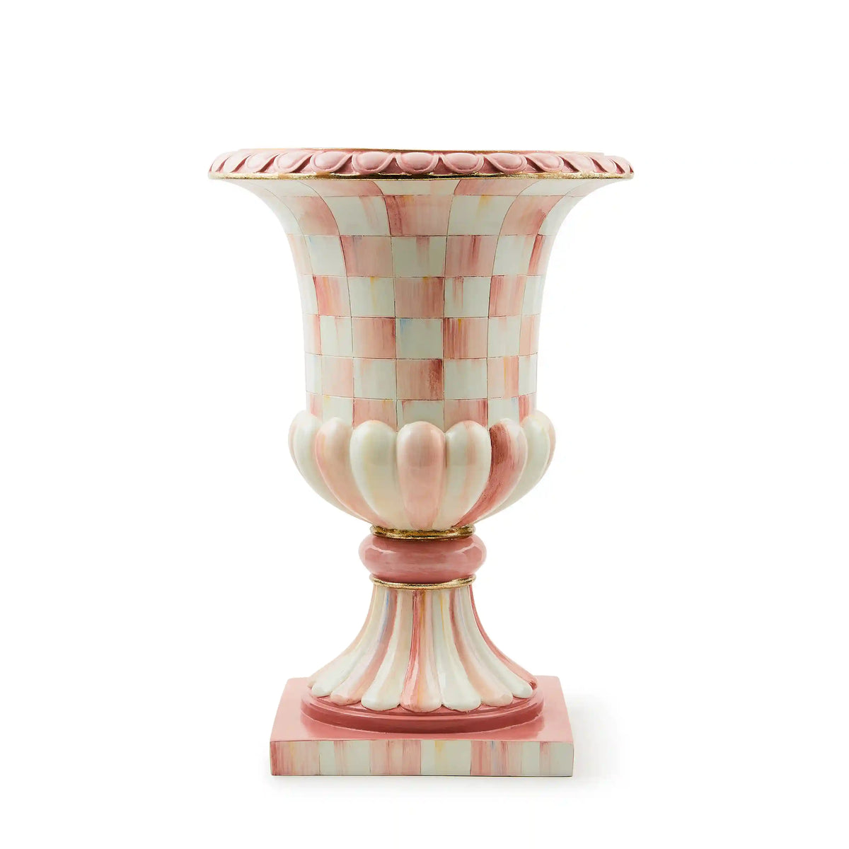 Violet Check Tabletop Pedestal Urn