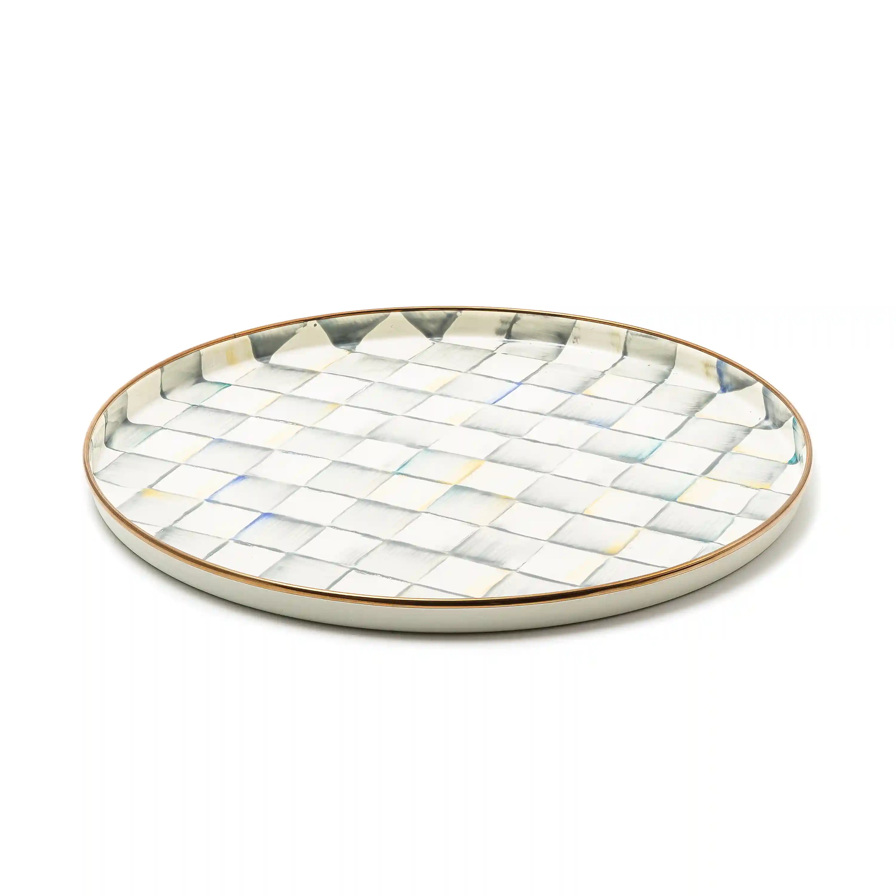 Violet Check Round Tray