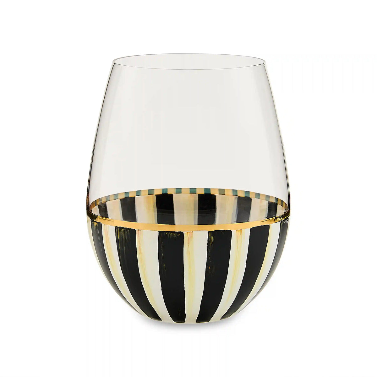 Violet Stripe Stemless Wine Glass