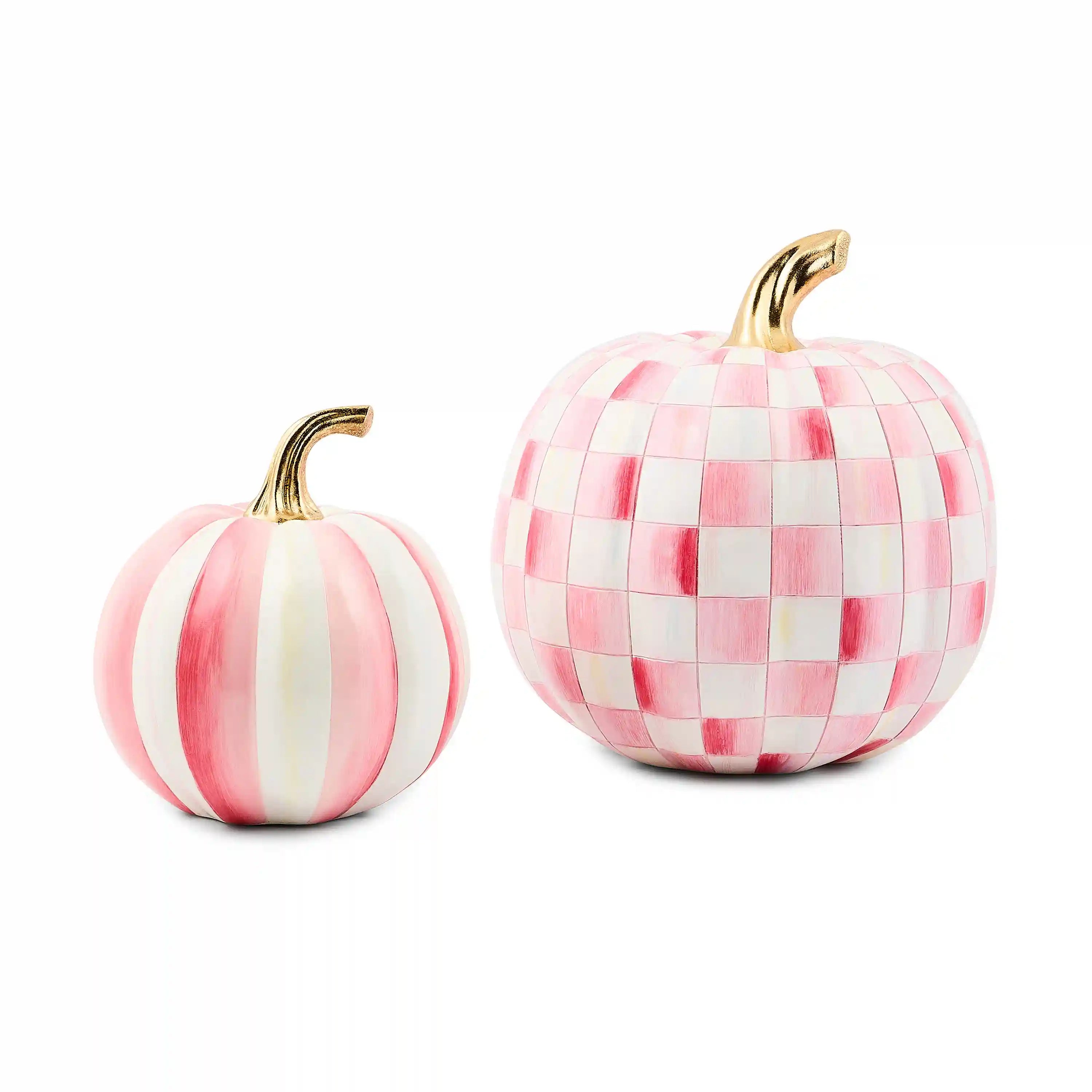 Classic Mocha Stripe Small & Check Medium Pumpkin Set