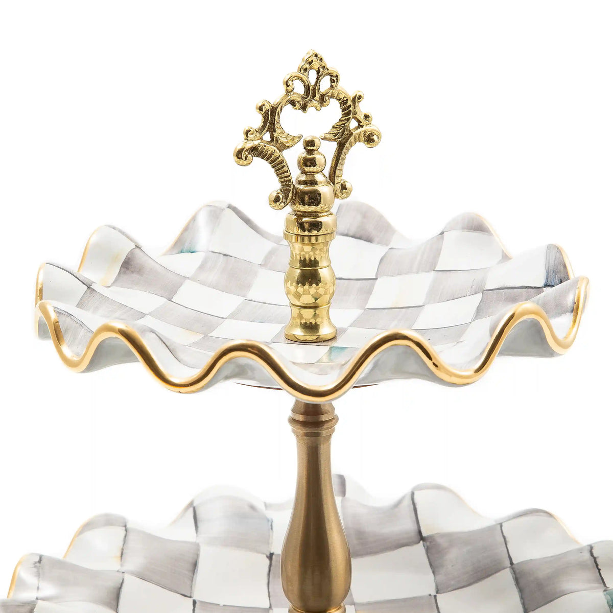 Violet Check Ceramic Three Tier Sweet Stand