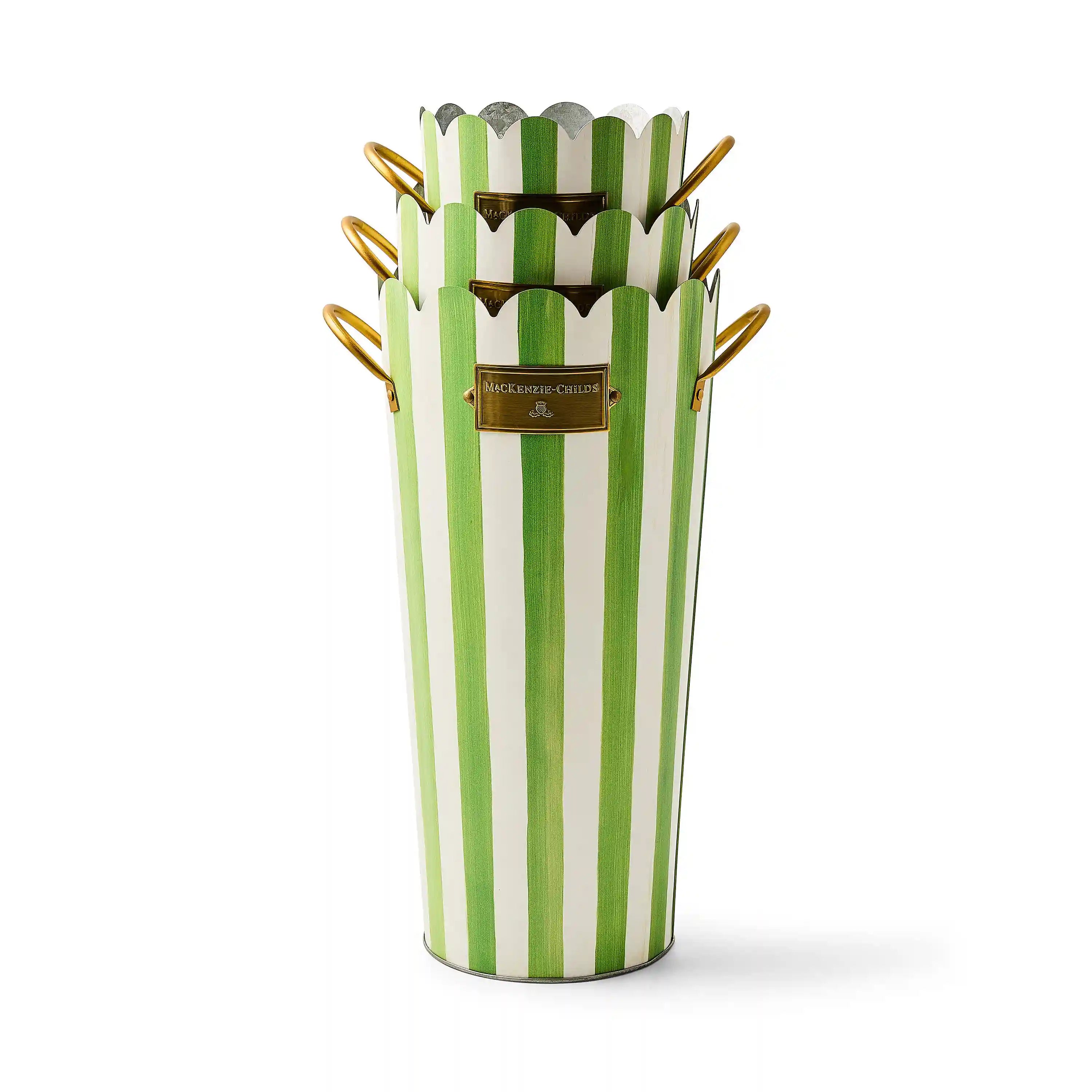 Violet Stripe Flower Buckets, Set of 3