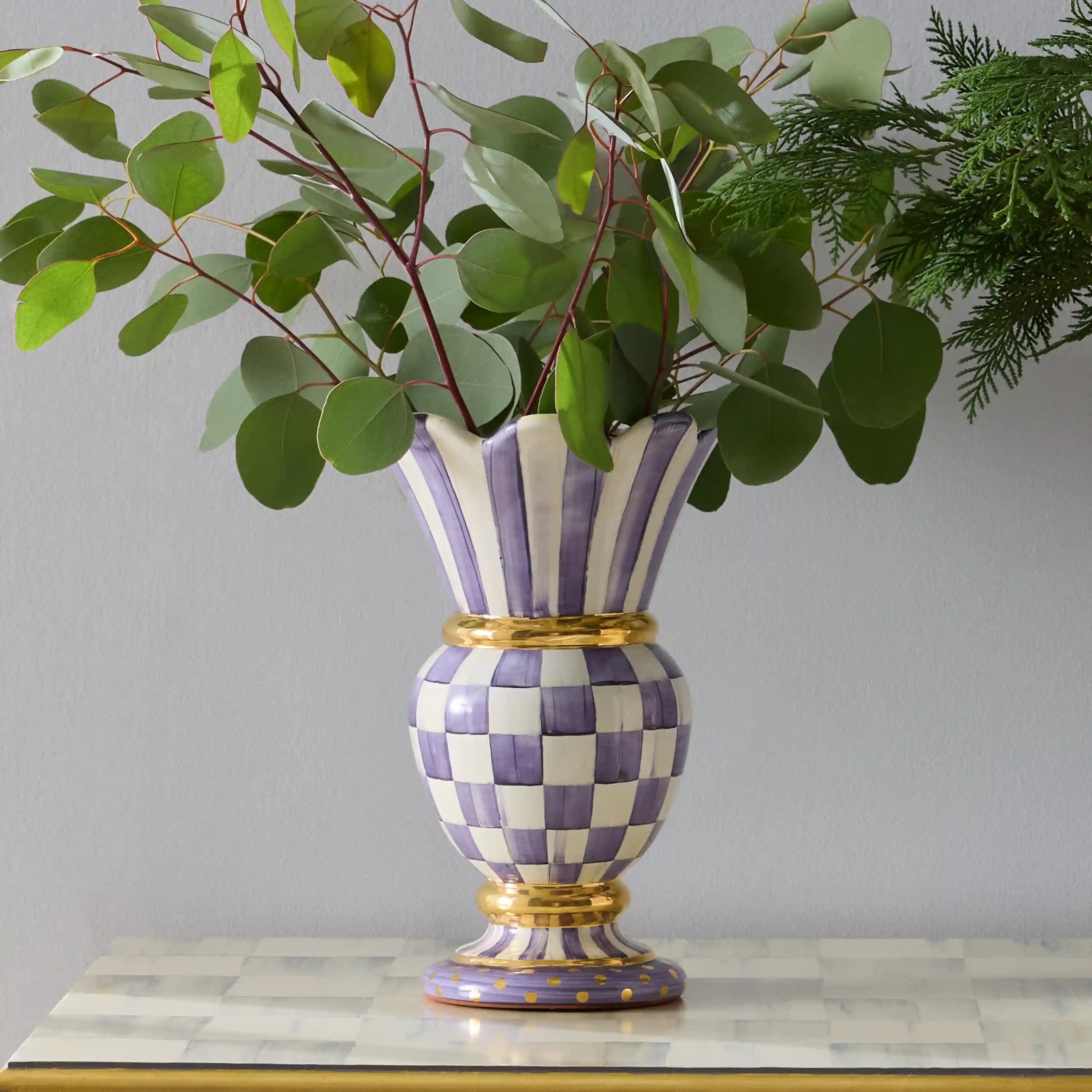 Parchment Check Great Vase