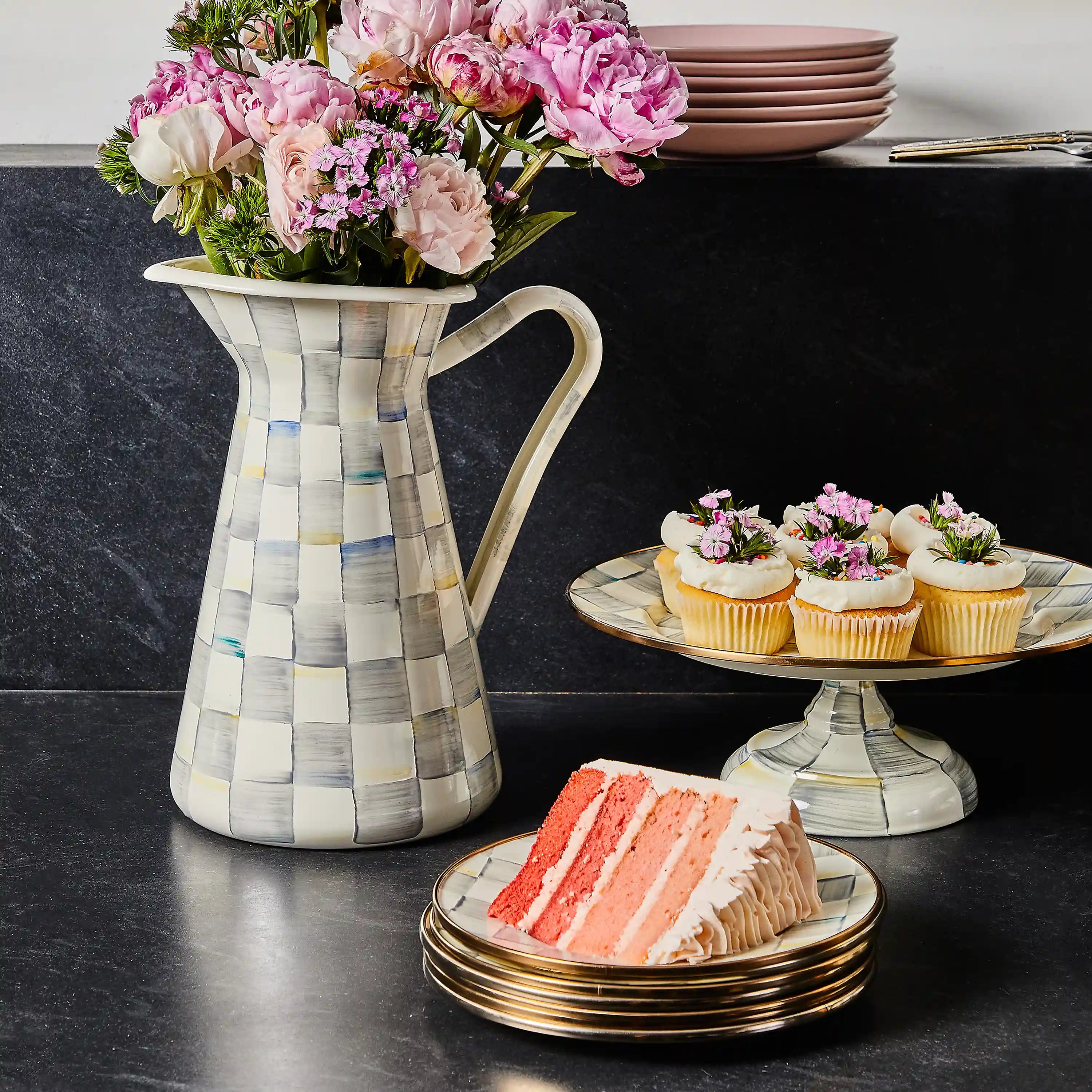 Courtly Check Large Pedestal Platter