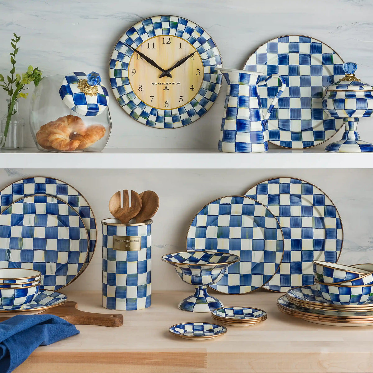 Cookie Jar with Emerald Check Lid