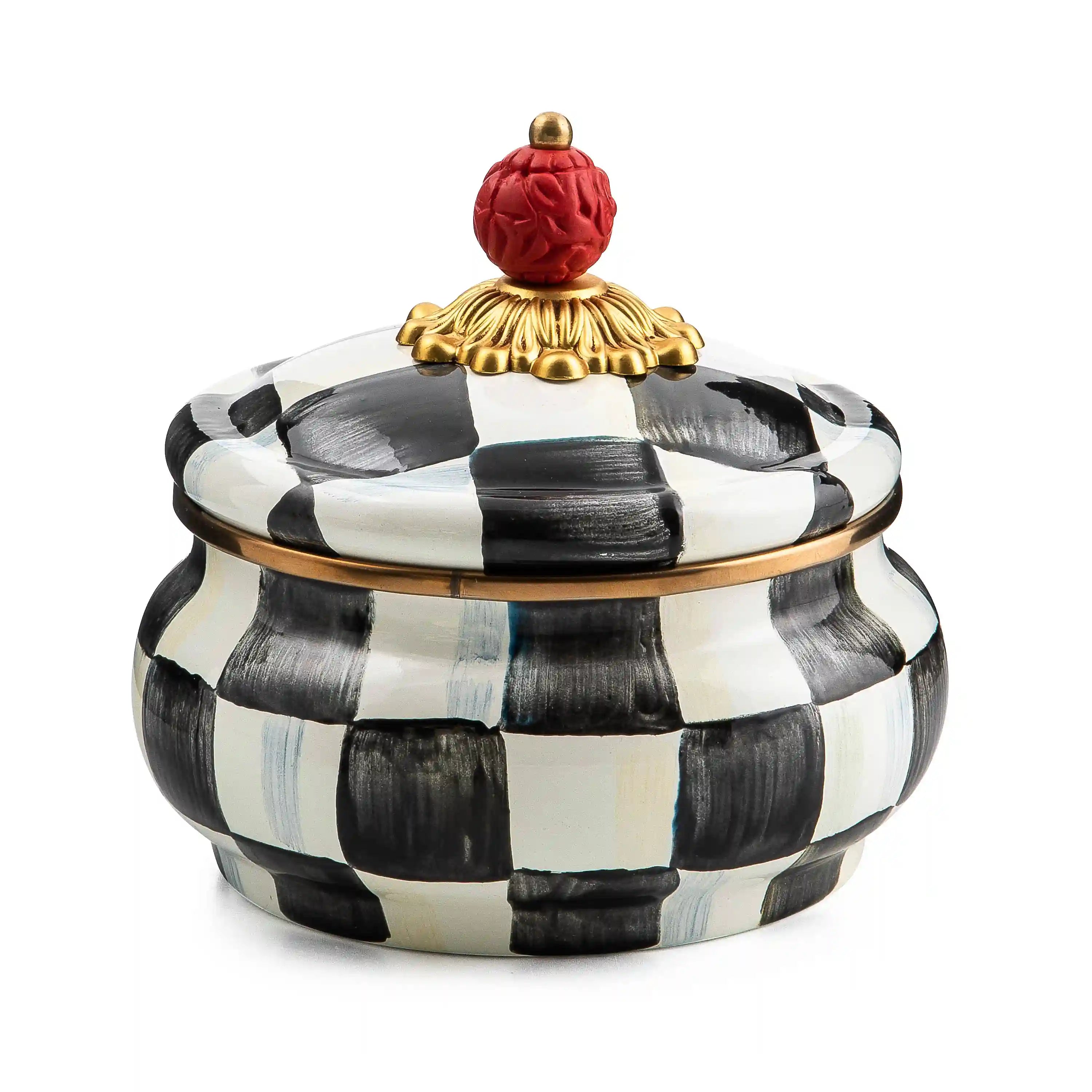 Violet Check Squashed Pot