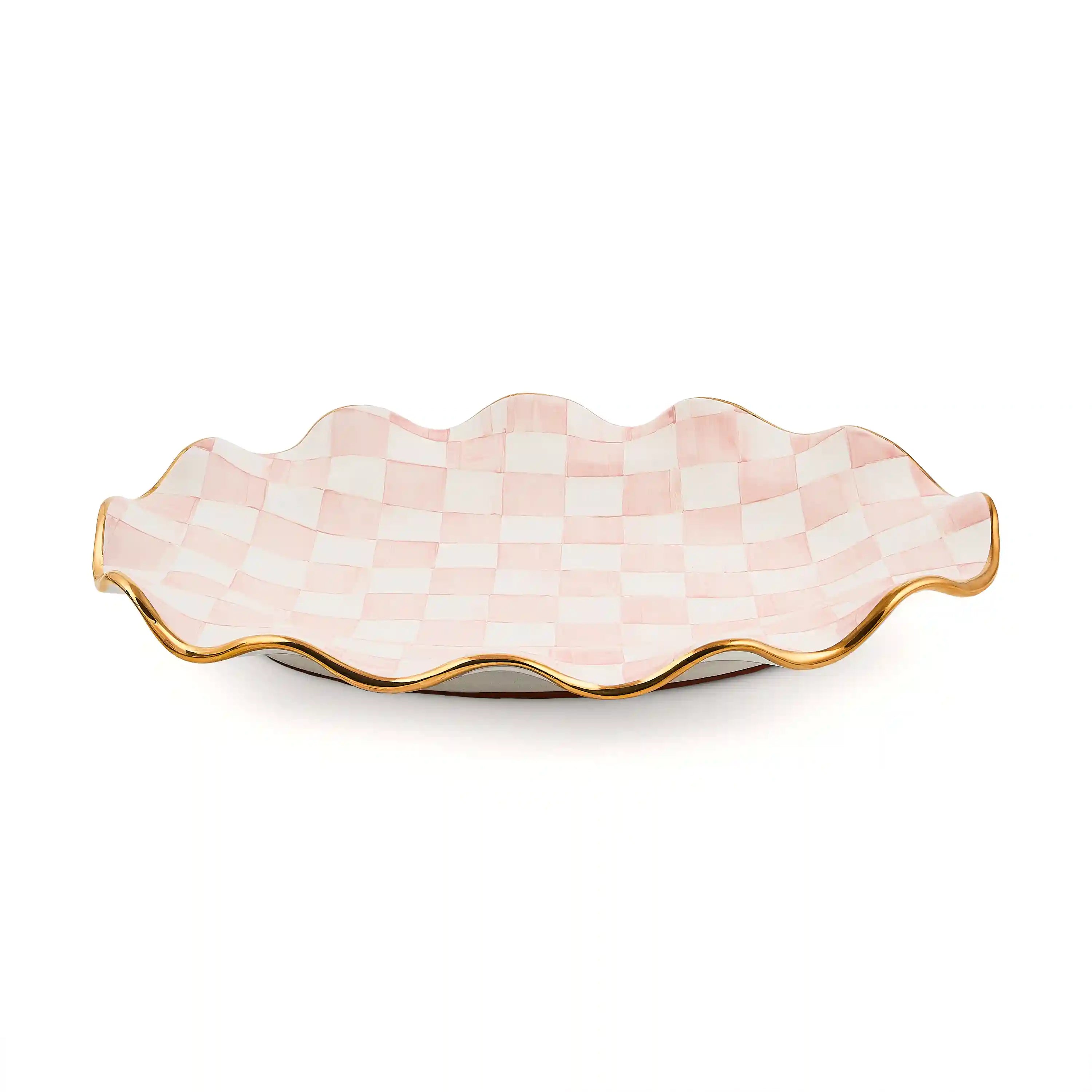 Mocha Check Ceramic Large Serving Platter