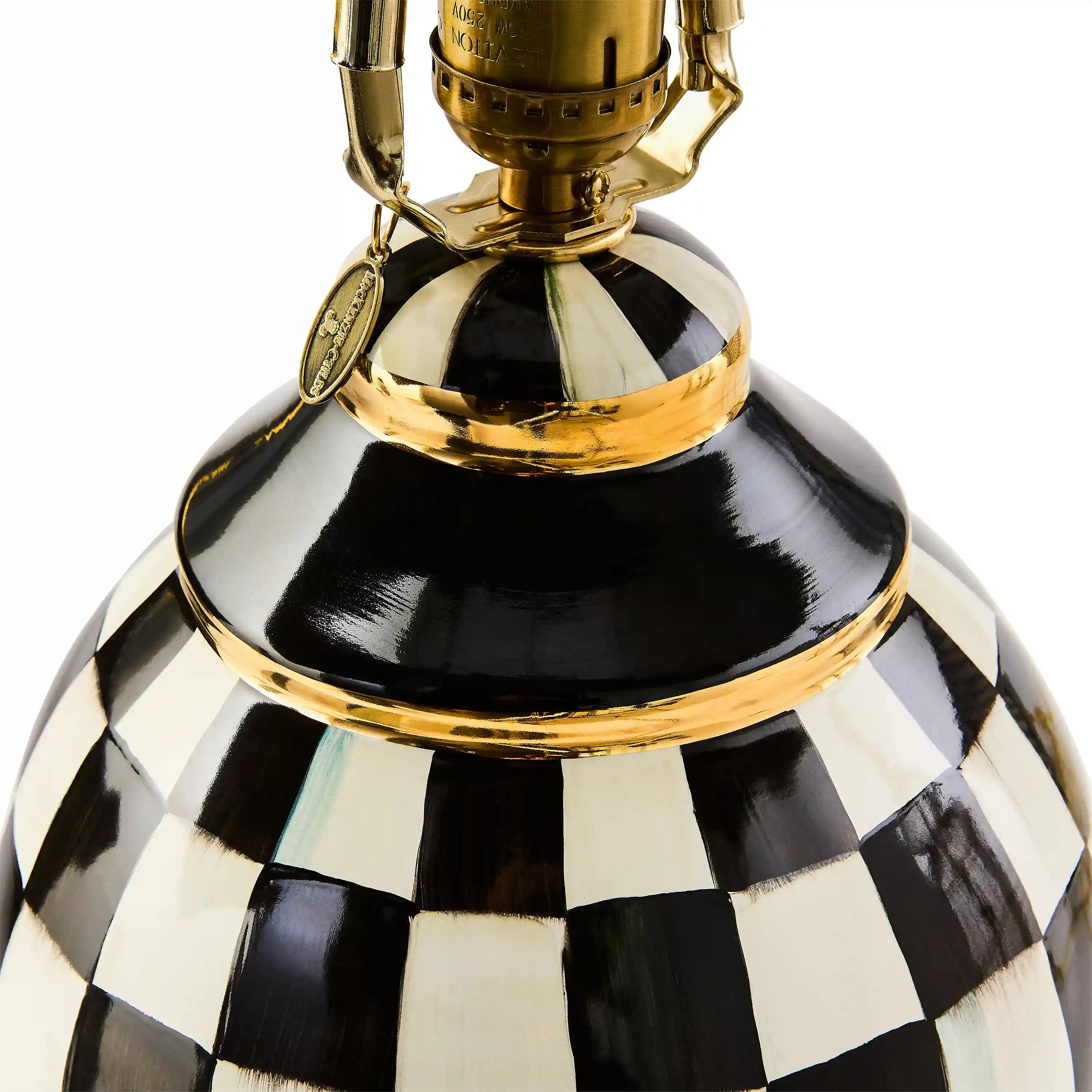 Mocha Check Ceramic Globe Lamp