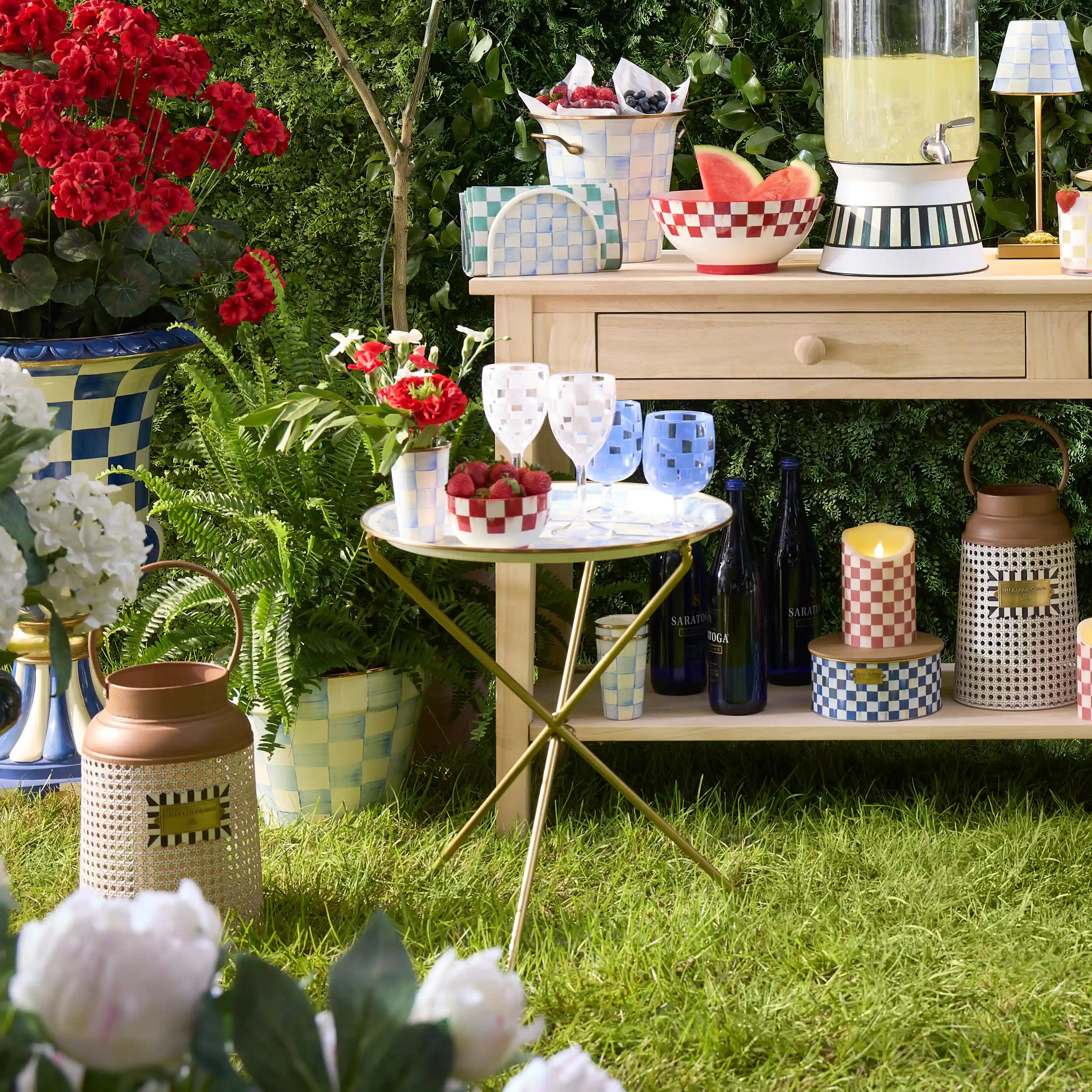 Courtly Check Enamel Tilt Accent Table