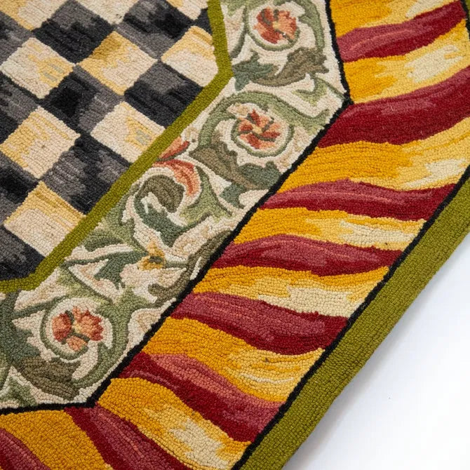 Courtly Check Red & Gold 6' Octagon Rug