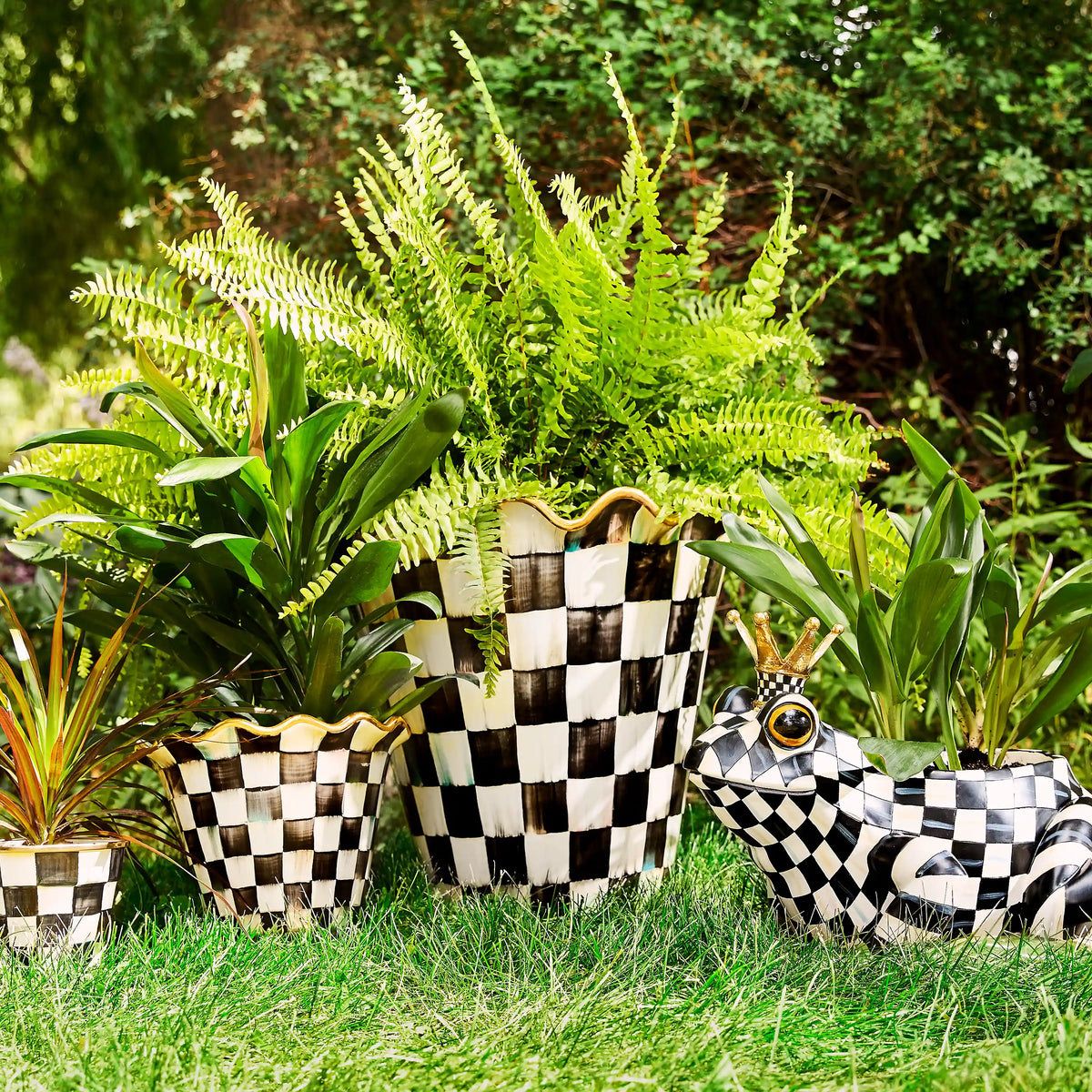 Violet Check Ceramic Jumbo Garden Pot