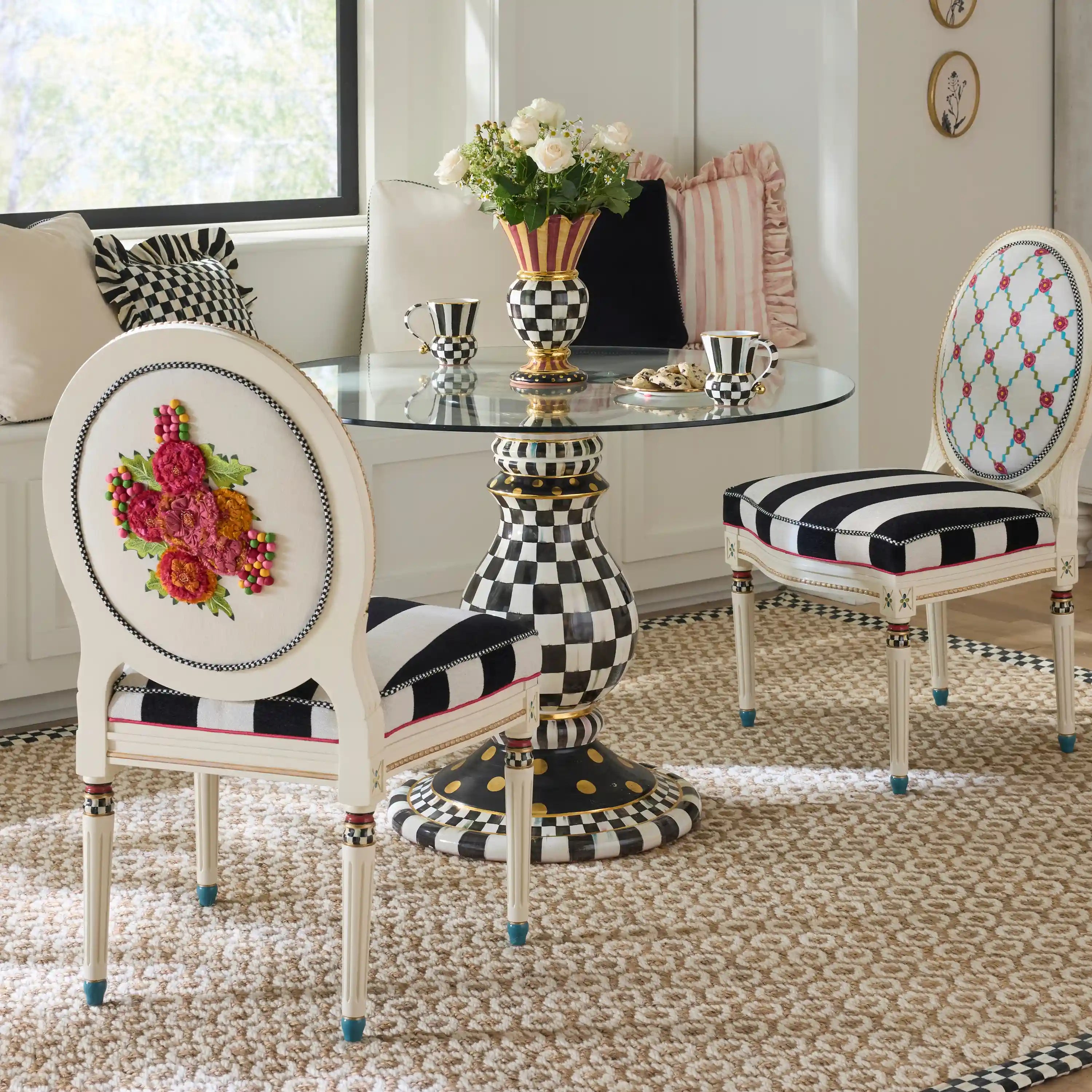 Mocha Check Ceramic Pedestal Table Base