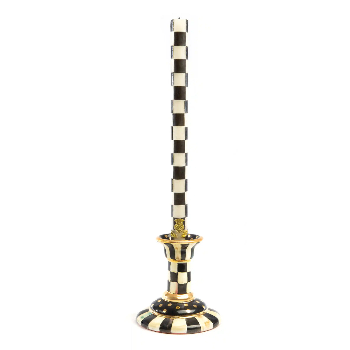 Check Gold & Ivory Dinner Candles, Set of 2