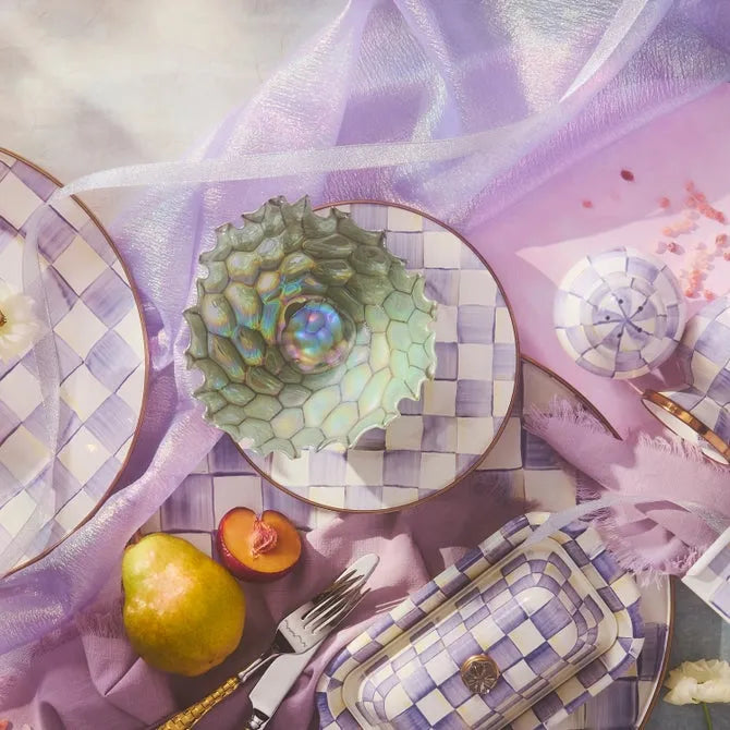Violet Check Salad/Dessert Plate