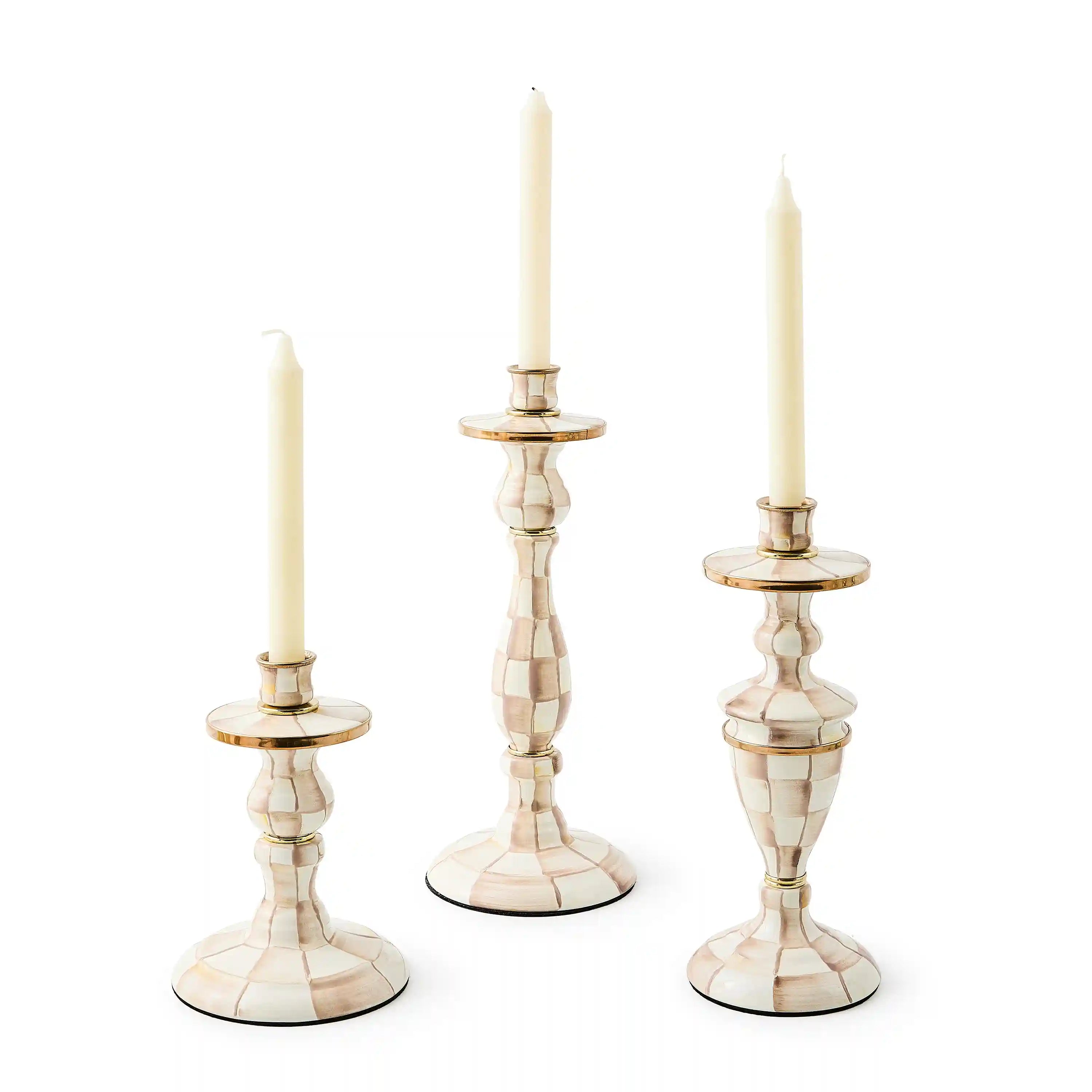 Mocha Check Medium Candlestick