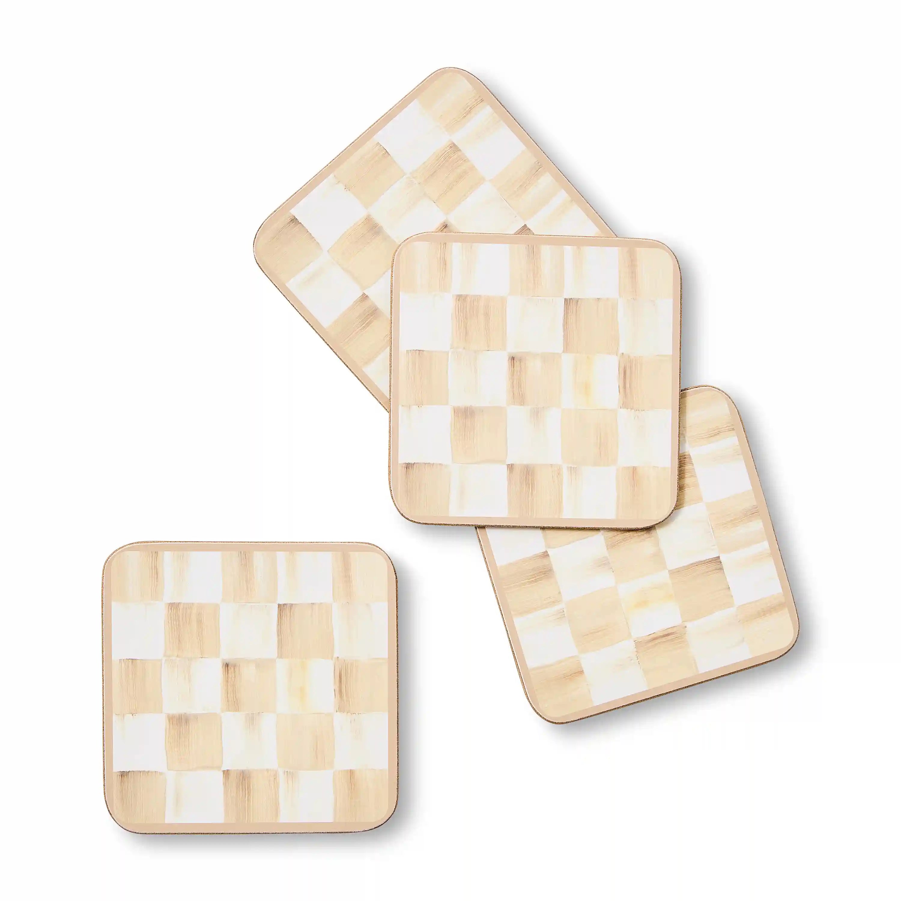Sterling Check Cork Back Coasters, Set of 4