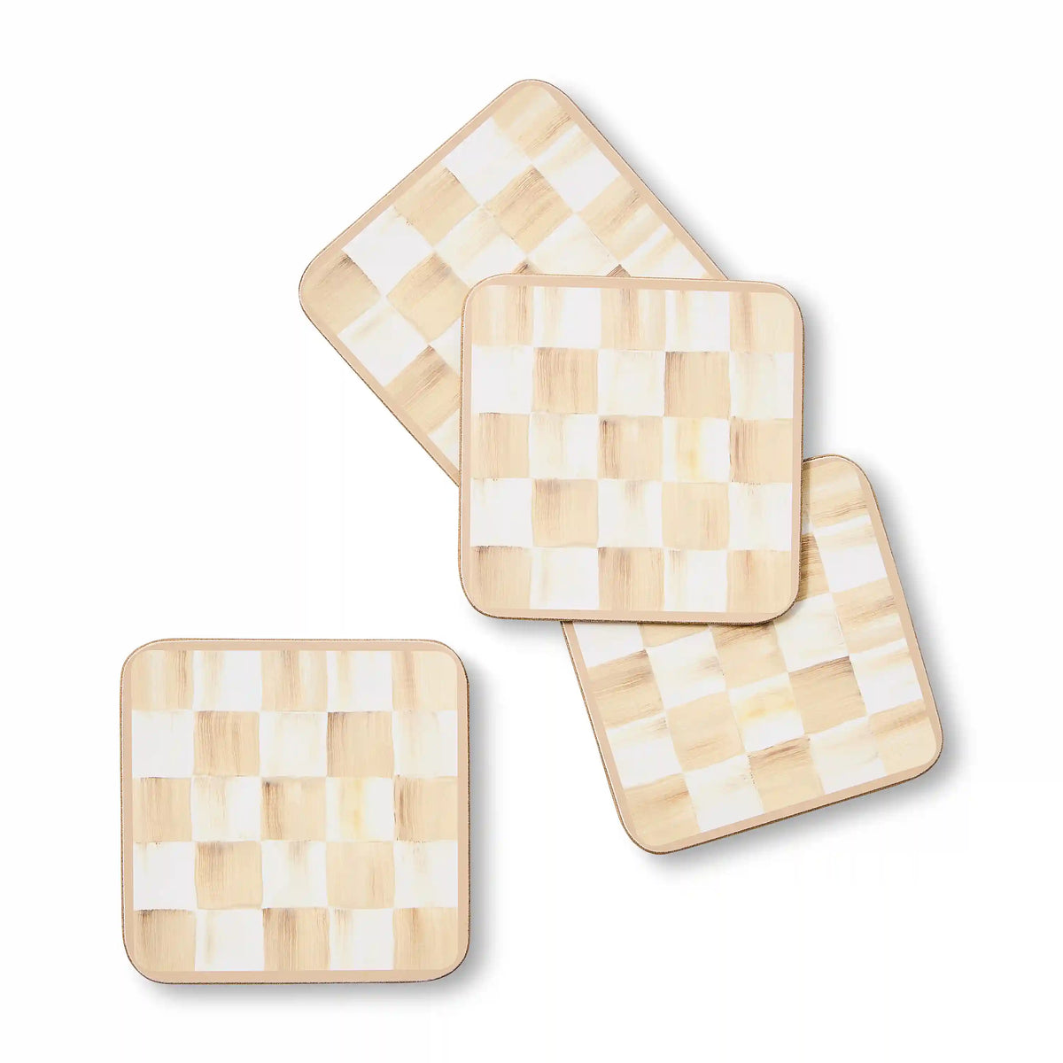 Royal Check Cork Back Coasters, Set of 4