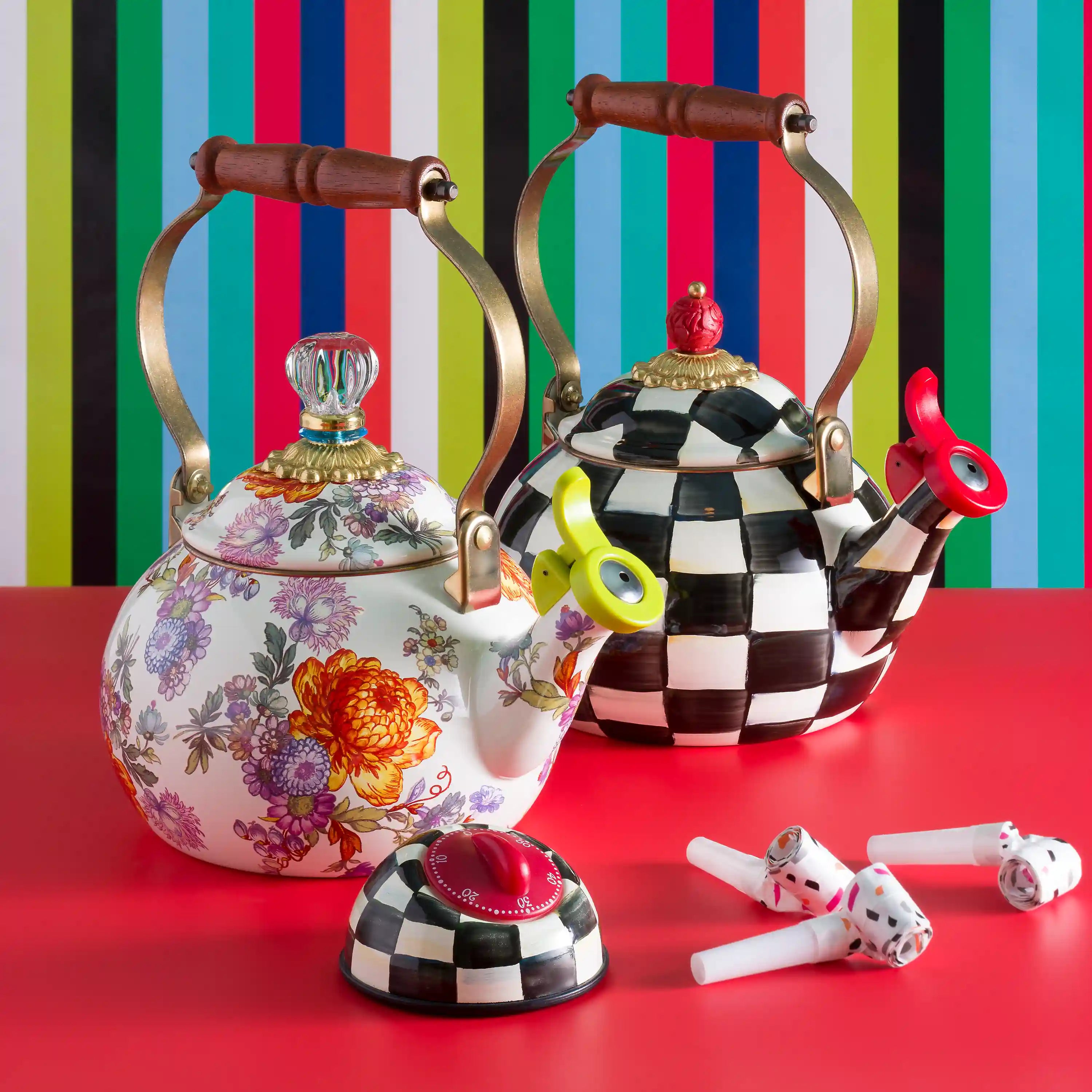 Violet Check Whistling Tea Kettle