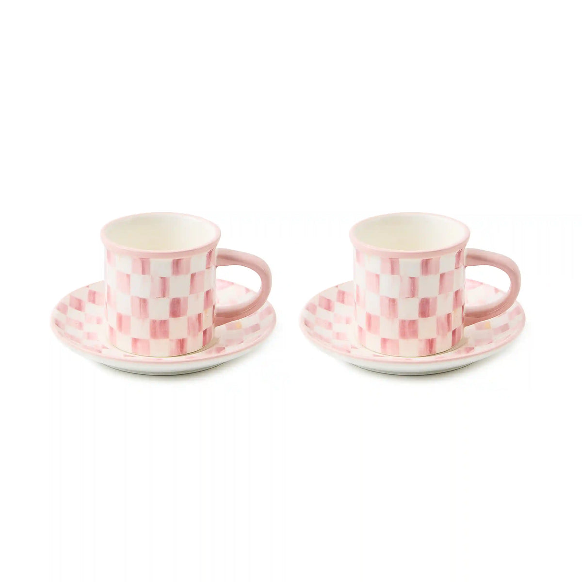 Sterling Check Espresso Cup & Saucer, Set of 2