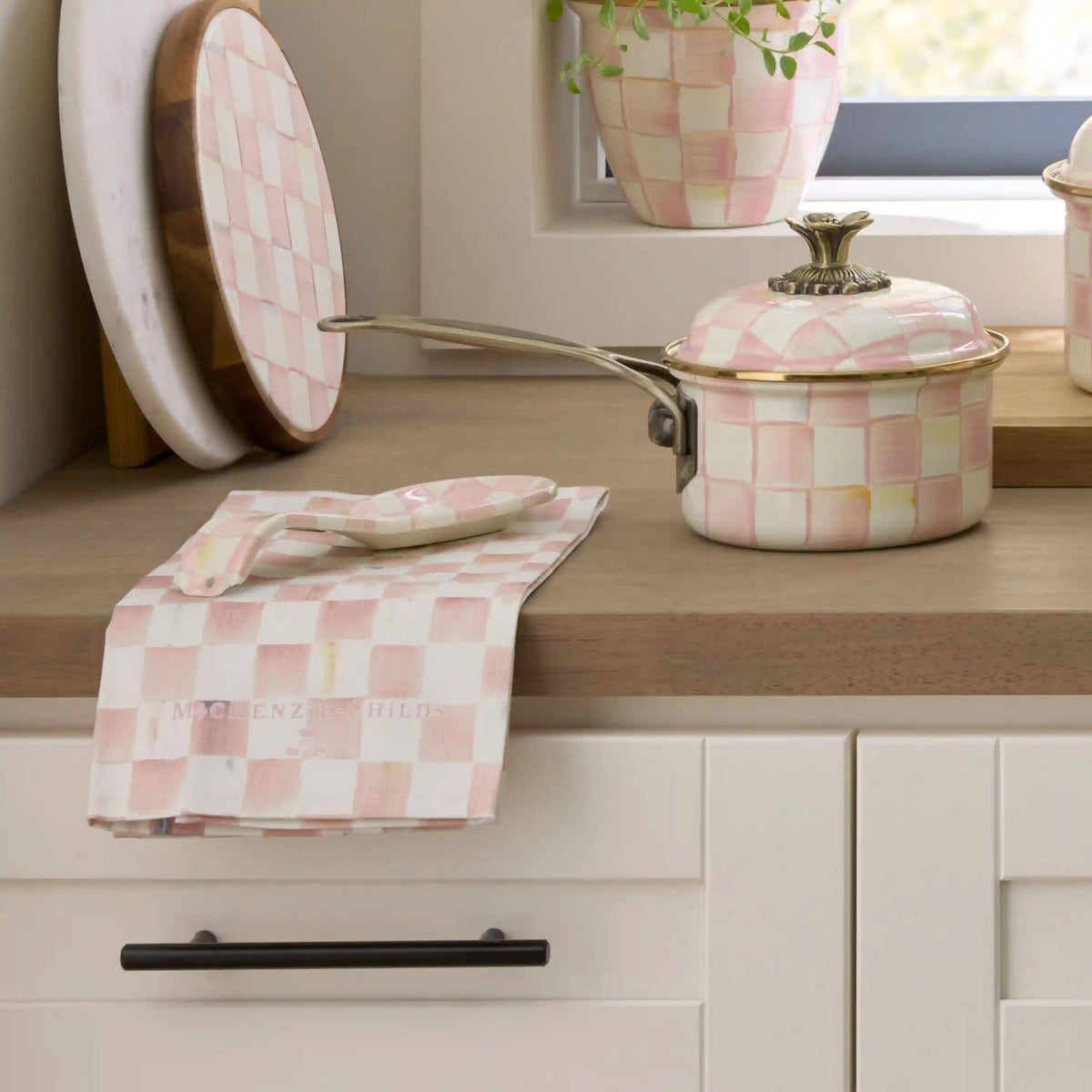 Mocha Check Dish Towel