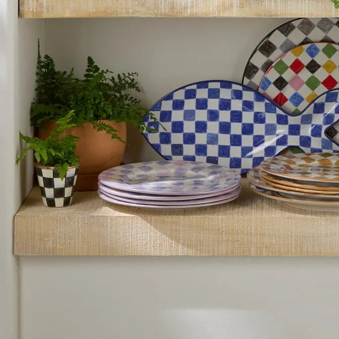 Lilac Check Dinner Plate