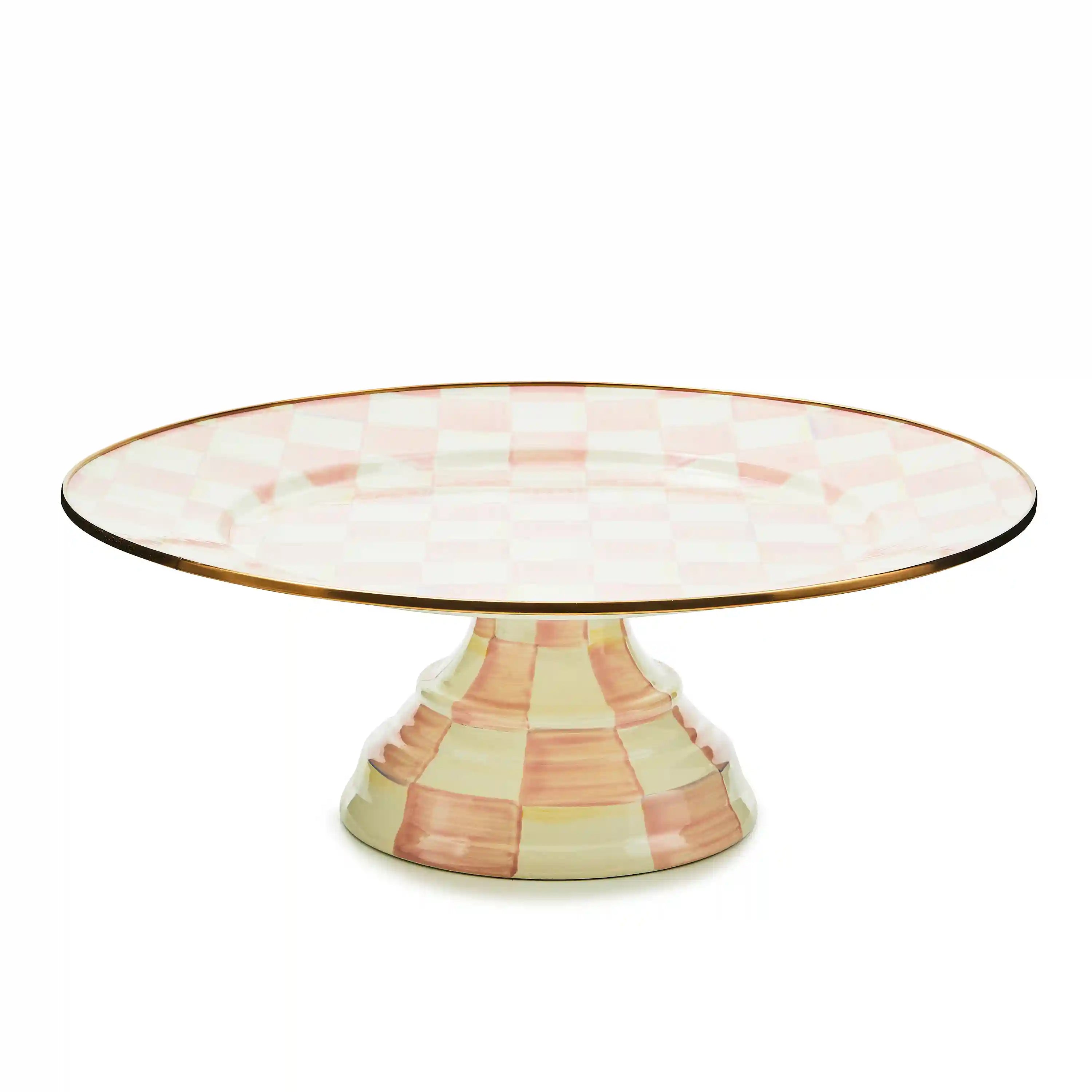 Mocha Check Mini Pedestal Platter