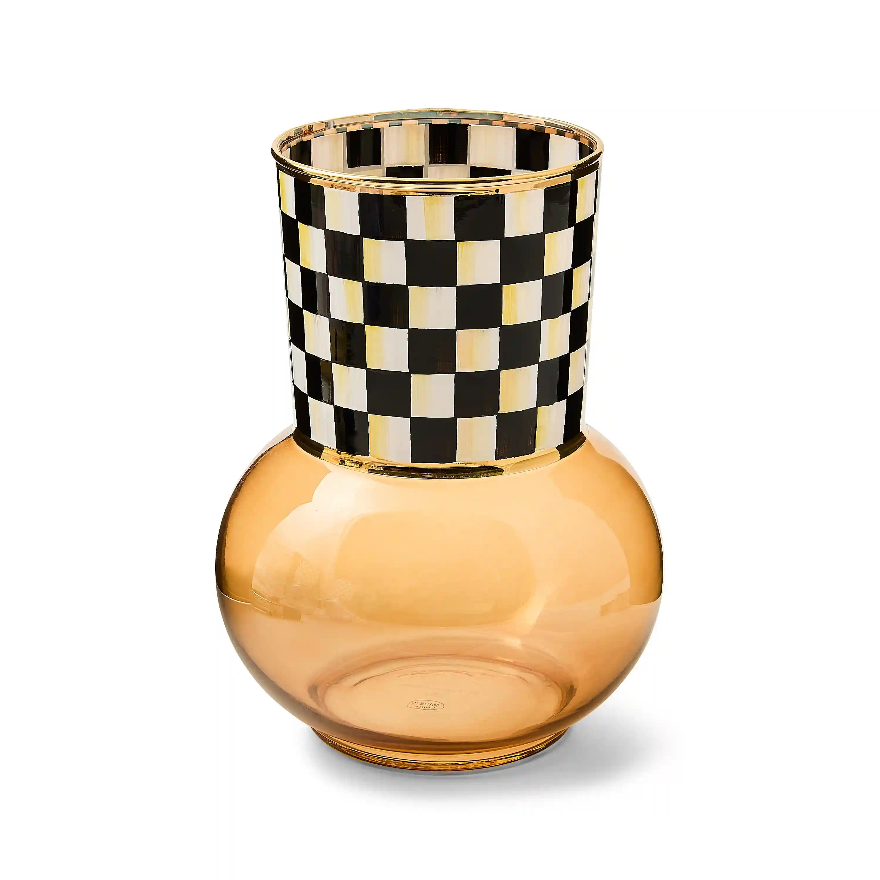 Rosy Check Glass Vase