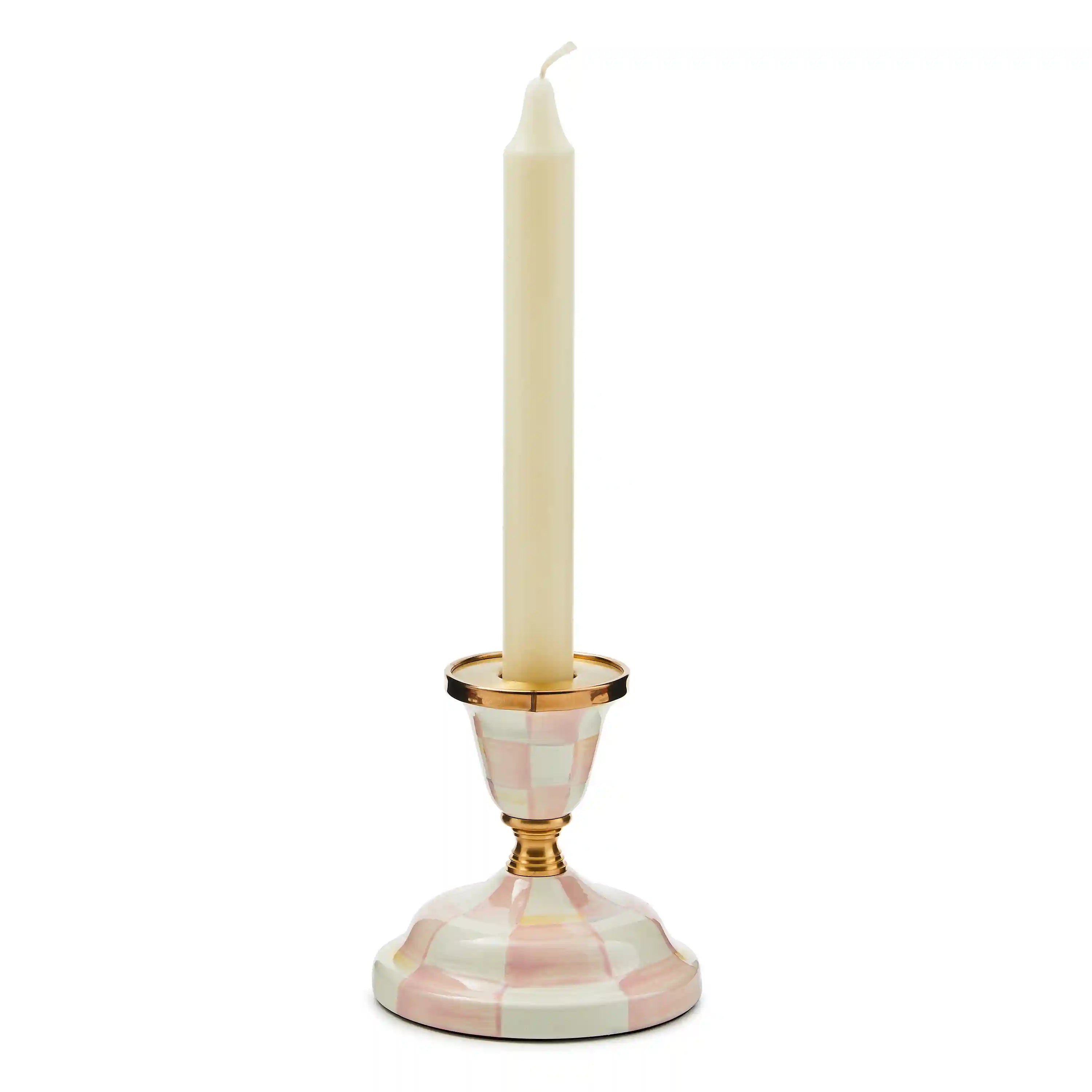 Emerald Check Large Candlestick