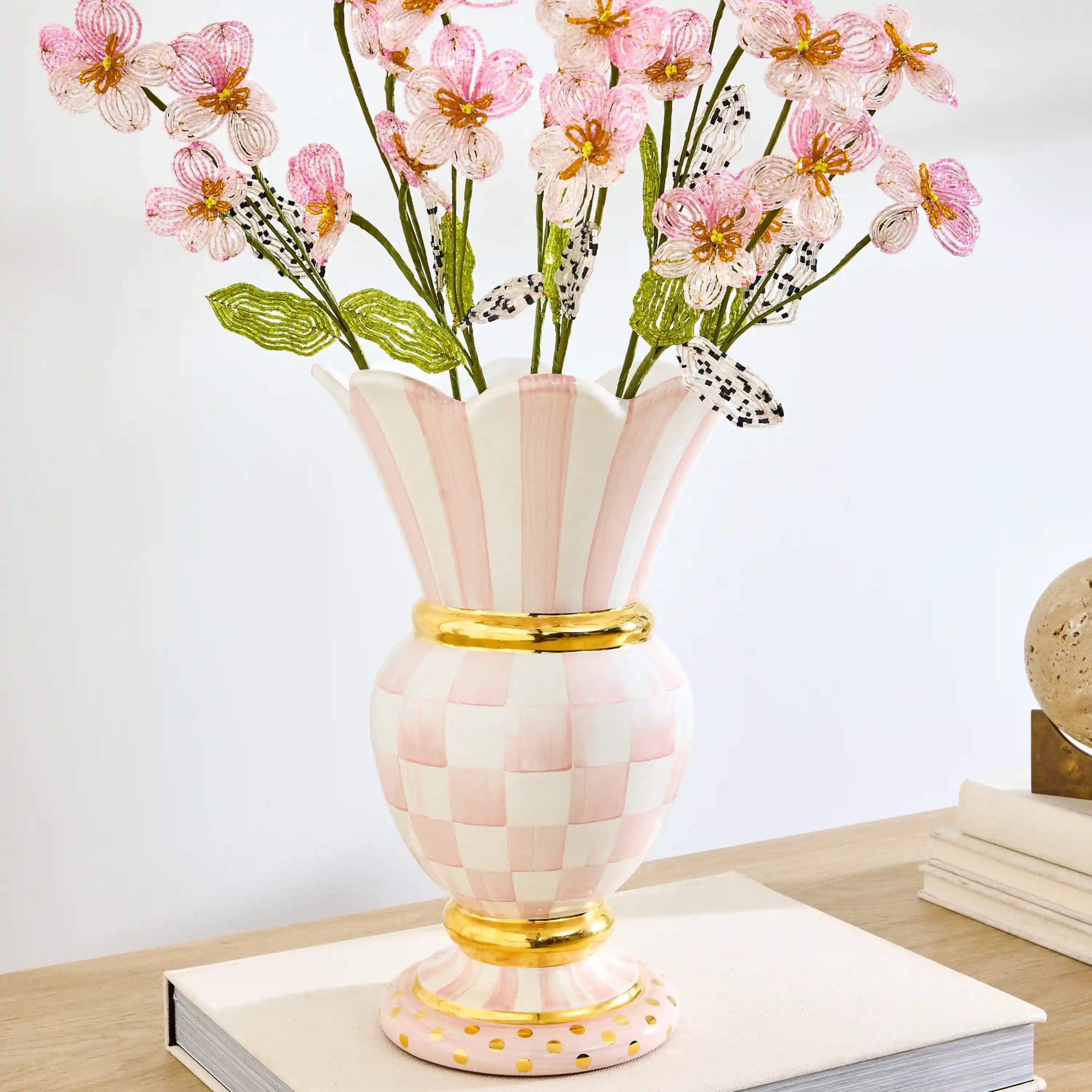 Mocha Check Ceramic Great Vase