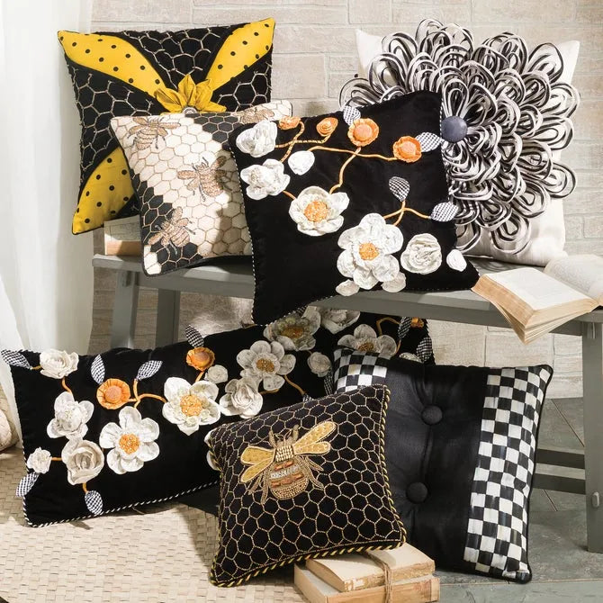 Queen Bee Black Throw Pillow