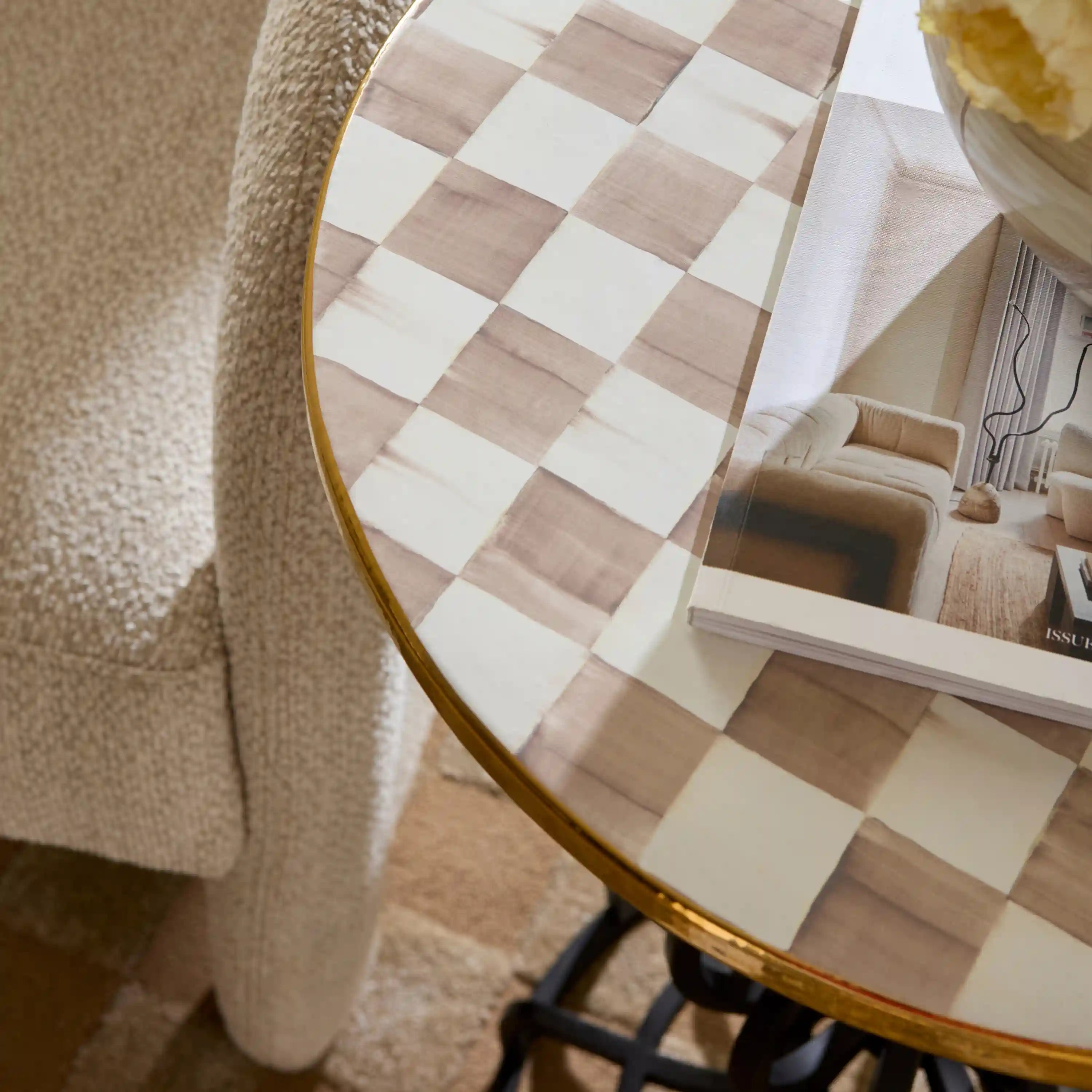 Courtly Check Pedestal Accent Table