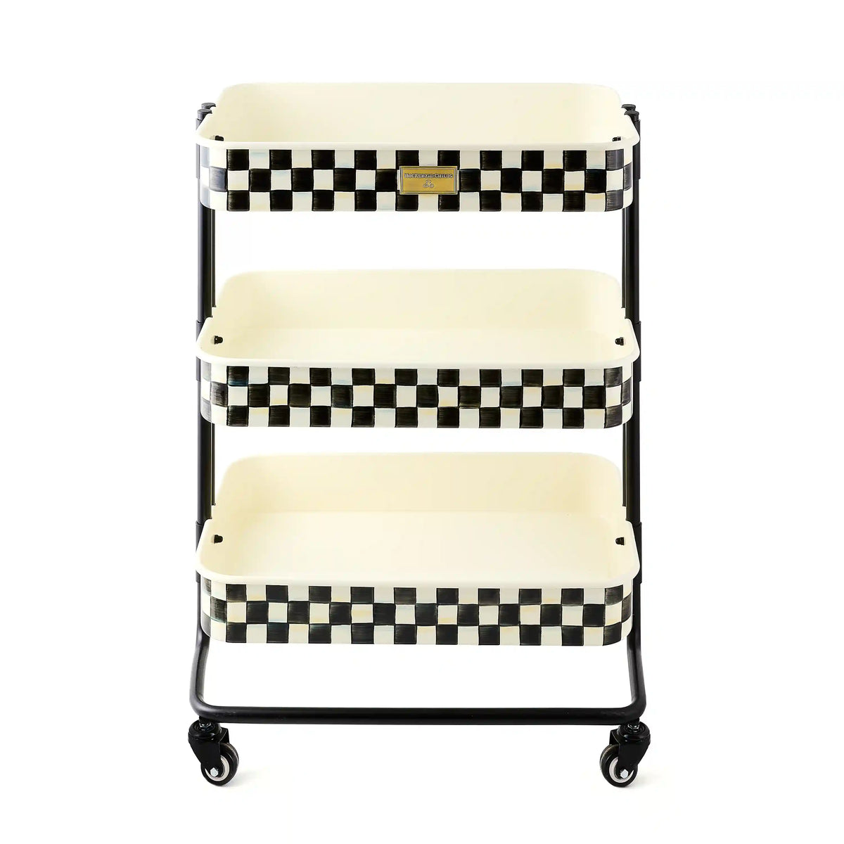 Rosy Check 3-Tier Kitchen Cart