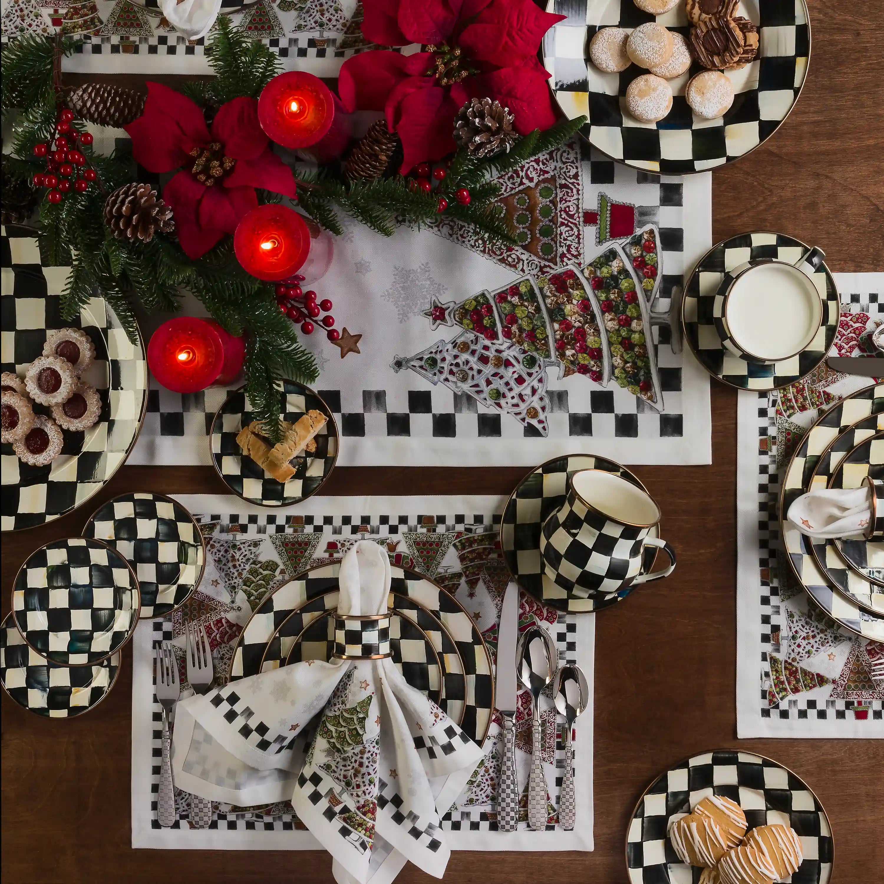 Mocha Check Appetizer Plates, Set of 4