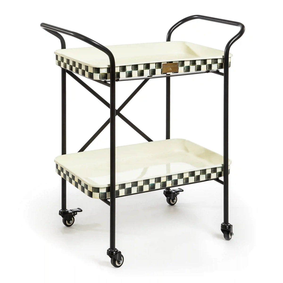 Mocha Check 2-Tier Kitchen Cart