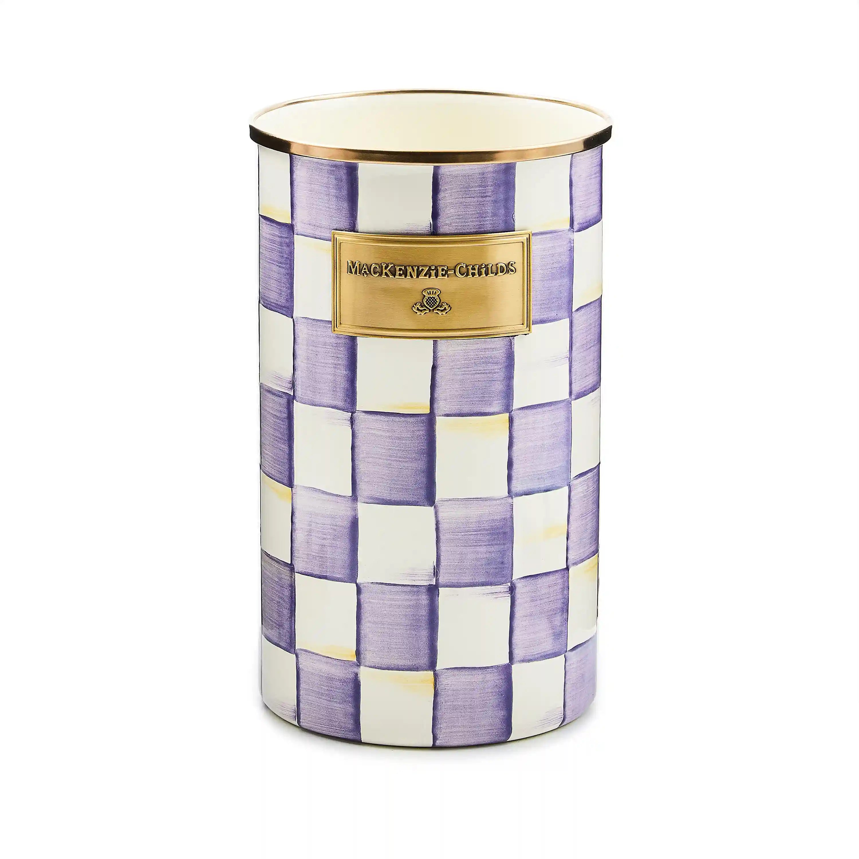 Violet Check Utensil Holder