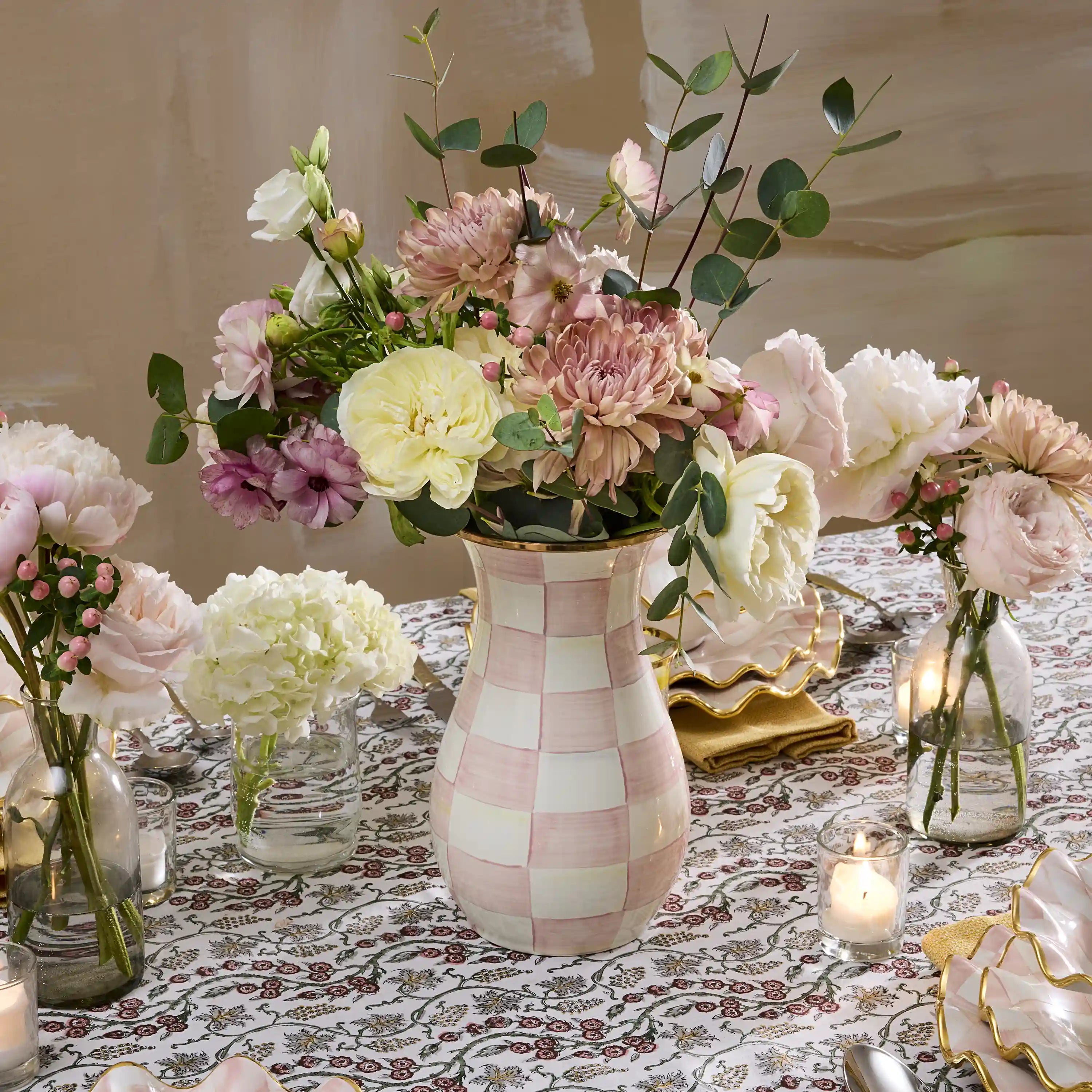 Mocha Check Tall Vase